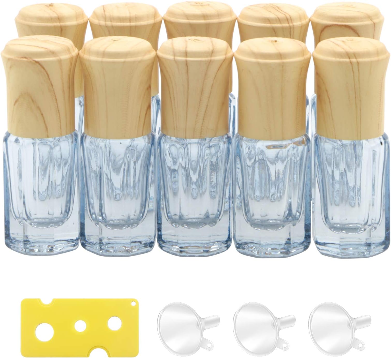 Newzoll 10Pcs Essential Oil Roller Bottles 3ml Dark Blue Glass Roll on Vials Perfume Cosmetics Rolling Jars Sample Tube Containers with Funnel & Opener