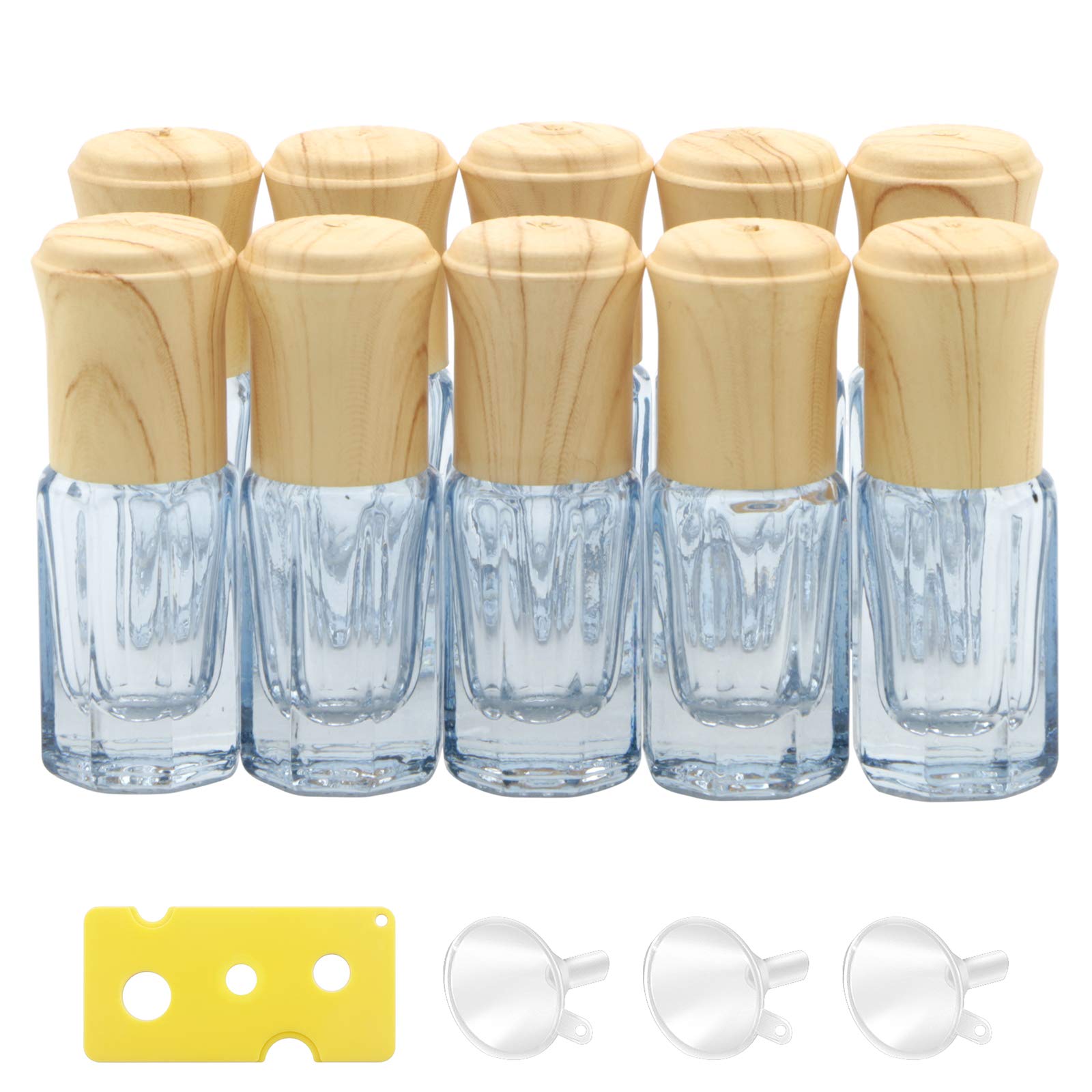 Newzoll 10Pcs Essential Oil Roller Bottles 3ml Dark Blue Glass Roll on Vials Perfume Cosmetics Rolling Jars Sample Tube Containers with Funnel & Opener