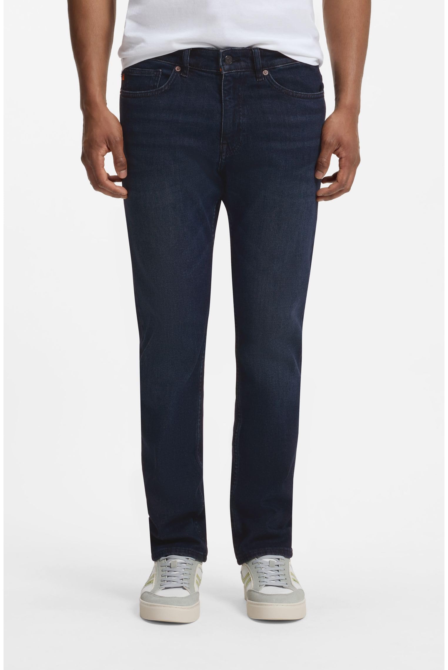 BOSS Herren Delaware BC-L-C Blaue Slim-Fit Jeans aus komfortablem Stretch-Denim