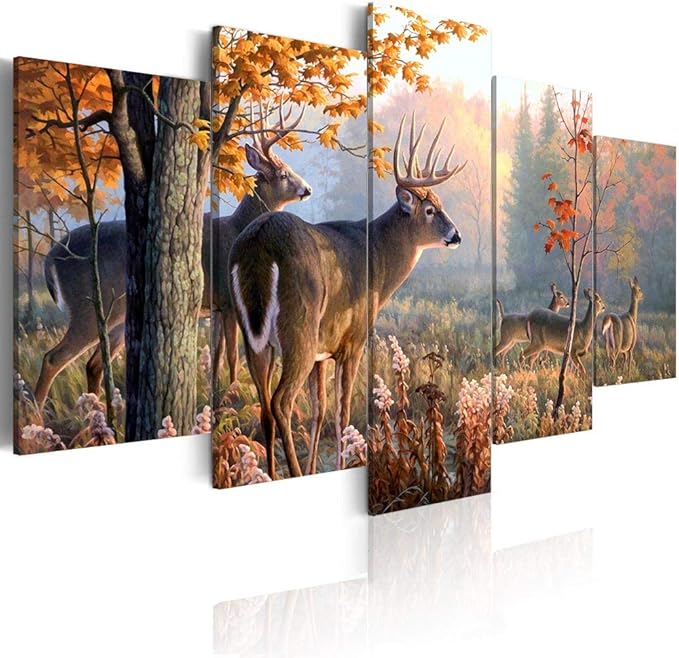 Amazon.com: ArtHome520 Deer Canvas Wall Art Wildlife Canvas Print ...