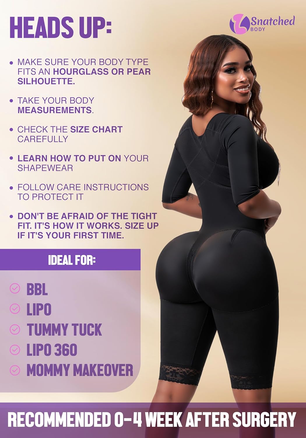 Snatched Body Fajas Colombianas | Faja Shapewear for Women with Sleeves | Stage 1 Faja Post Surgery BBL & Lipo 360 - Image 5
