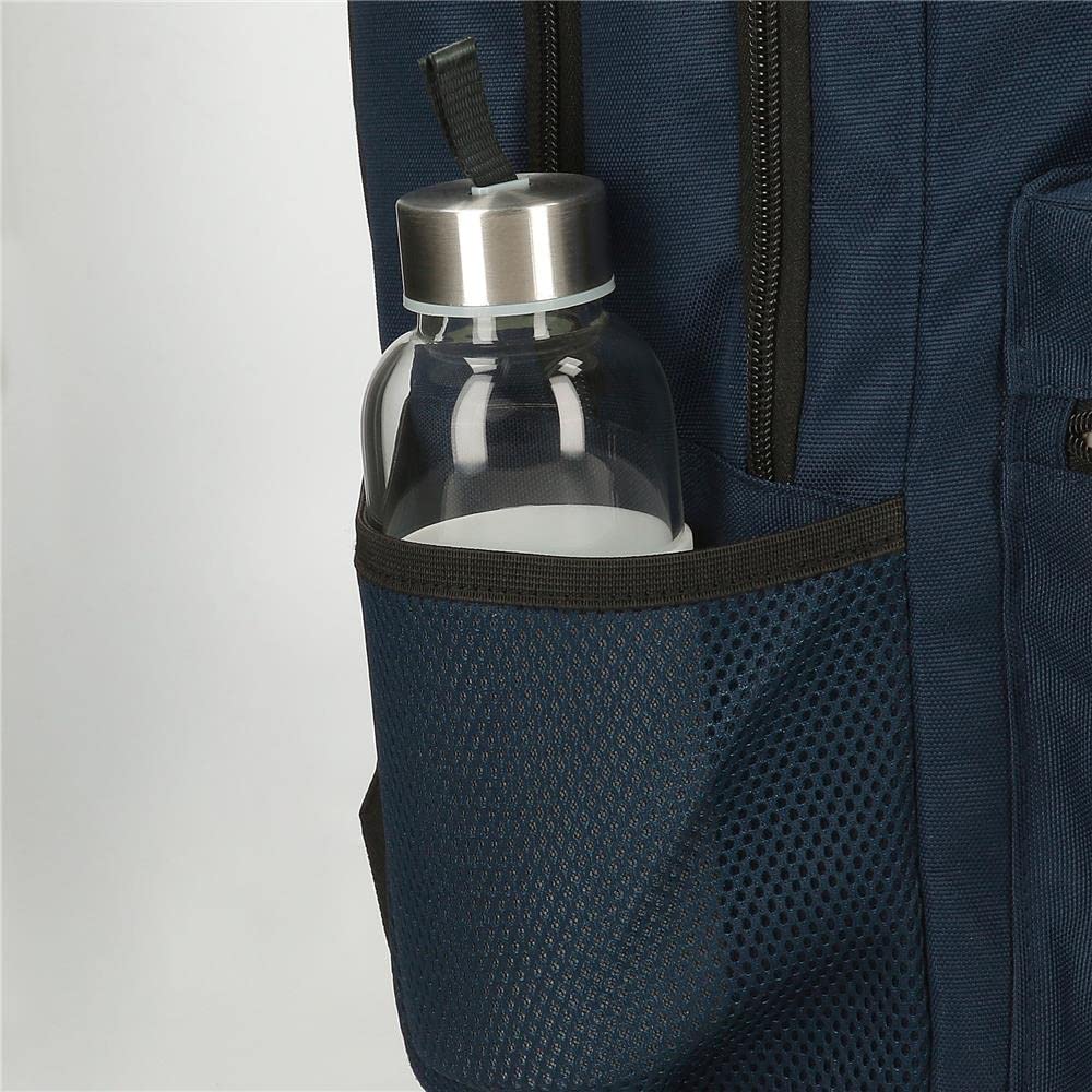 Reebok Boston, mochila escolar, mochila negro y azul fabricada en poliéster, Tirantes anchos, ergonómicos y acolchados, varios compartimentos, de Joumma Bags