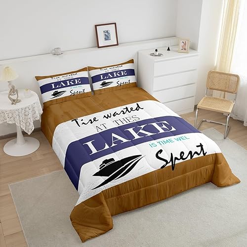 Miniatura 4 de Castle Fairy Lake Life - Juego de edredón tamaño King, juego de ropa de cama de madera rústica vintage para todas las estaciones, juego de edredón