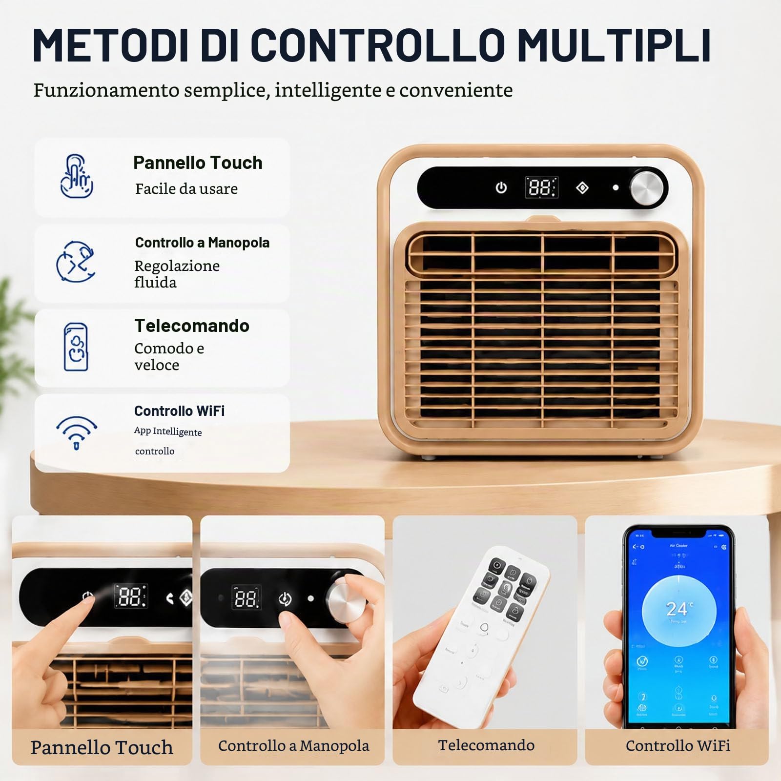 Condizionatore Portatile Split 220V (Modello 2026) – Raffreddamento rapido da 9600 BTU | Condizionatore portatile 4 in 1 con funzioni di raffreddamento, deumidificazione, ventilazione e modalità notte