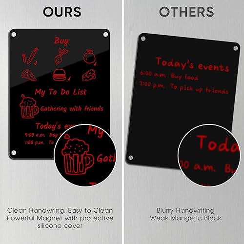 Miniatura 6 de Planificador de comidas acrílico para refrigerador de 13 x 9 pulgadas, pizarra magnética acrílica de borrado en seco para refrigerador, pizarra