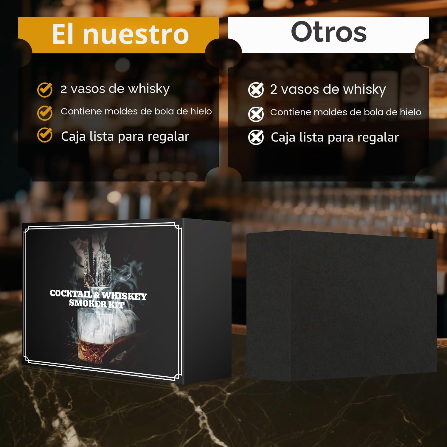 Kit de ahumador de cóctel con antorcha, 6 sabores, chips de madera, 2 vasos, 2 moldes de bolas de hielo, kit de infusor de ahumador de whisky, kit de ahumador de bebidas antiguas, regalos de whisky