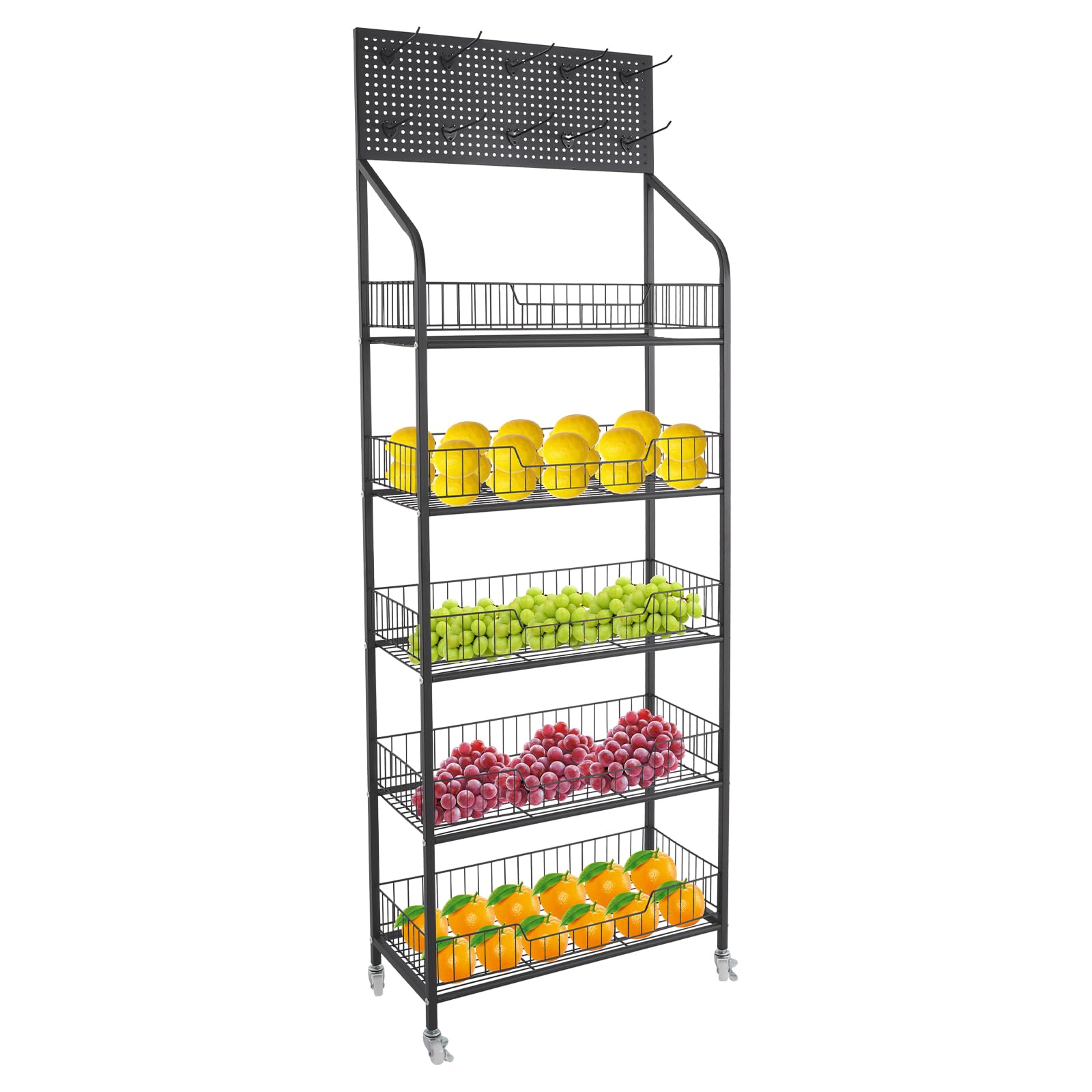 Présentoir à 4 niveaux pour littérature avec étagères réglables noires pour magasin