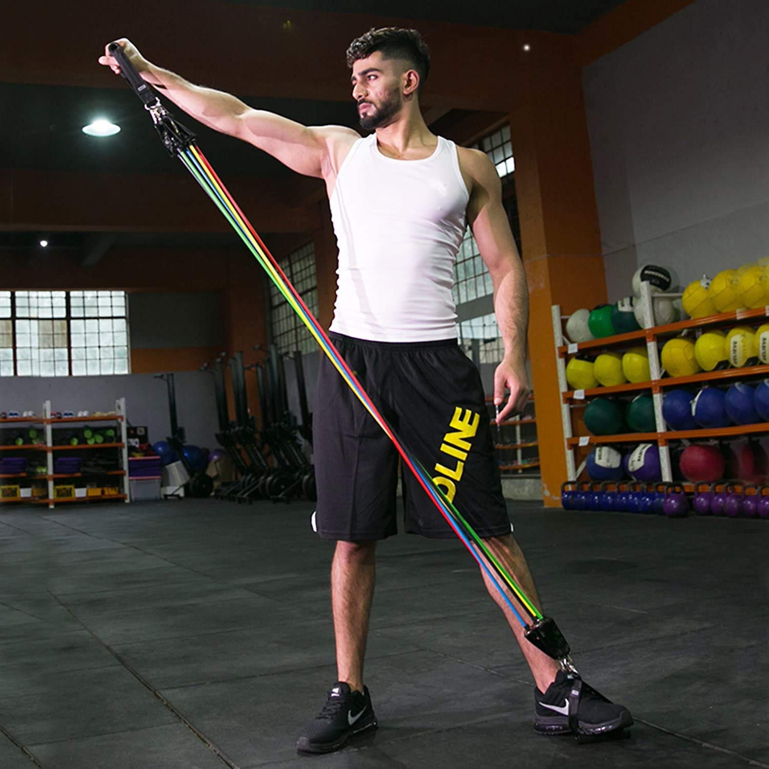 JXE - Set di fasce elastiche di resistenza per esercizi di fitness, set con tubi di resistenza, maniglie, cinghie per caviglia, ancoraggio porta, guide di allenamento, borsa per il trasporto