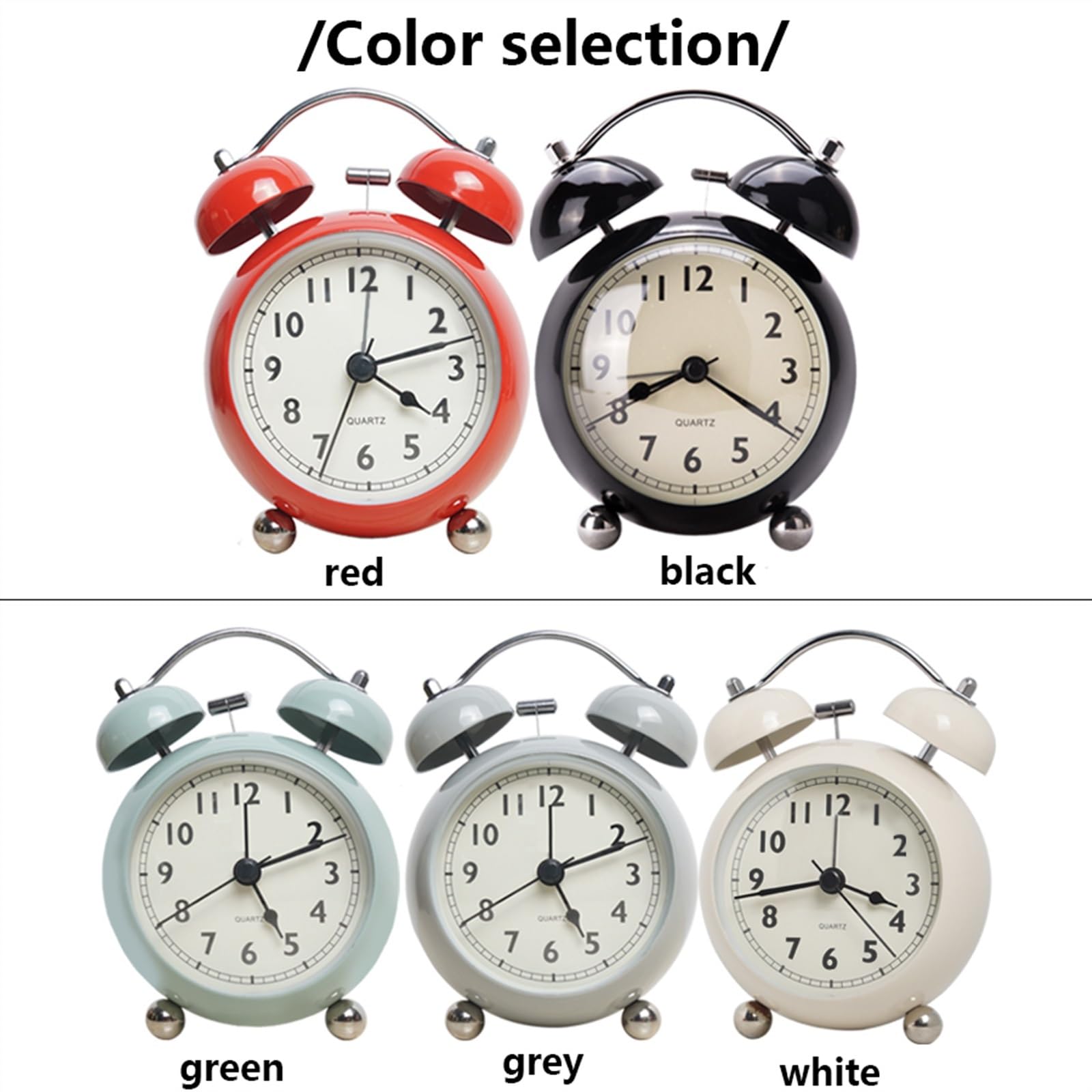 Sveglia Sunrise, retrò, Creativa, con Campana in Metallo, Orologio da Tavolo Semplice, Silenzioso, Luminoso, al Quarzo, Sveglie Silenziose da Comodino, Nero