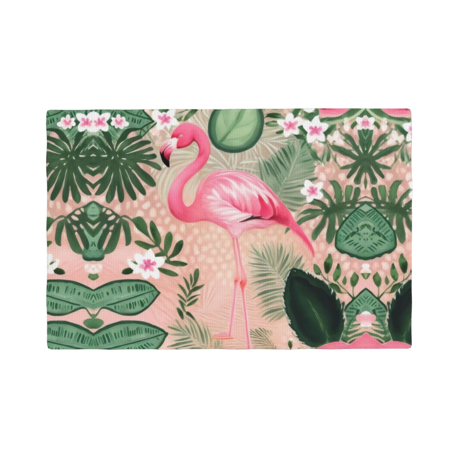 Flamingo Imitation Linen Placemat â€“ Elegant Double-Sided Printed Table Mat for Home, Dining, Weddings