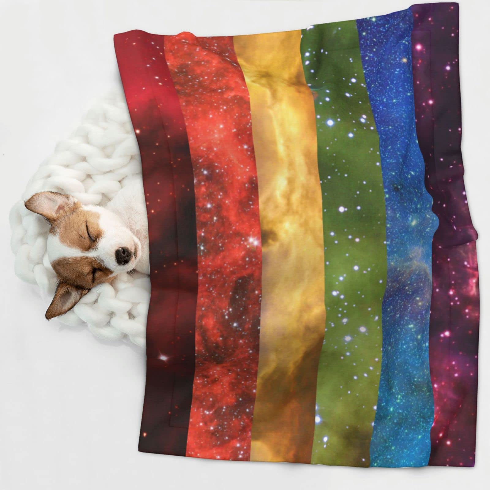 Rainbow Galaxy Pride Flag LGBTQ Soft and Cozy Pet Blanket for Dogs and Cats - Versatile and Comfortable Medium