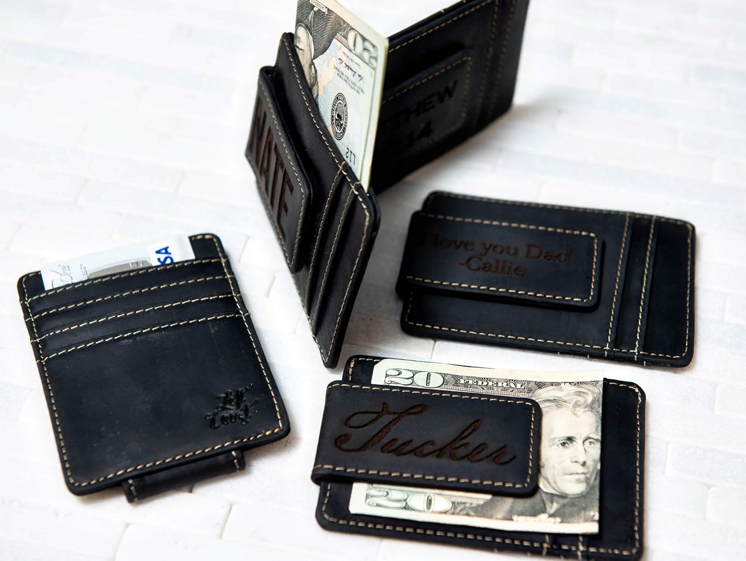Personalized Leather Magnetic Money Clip The Sanibel by Left Coast Original