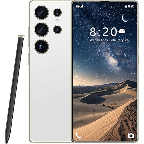 U25 Ultra Smartphone, 6.8" HD Large Screen, 12GB RAM + 512GB ROM, Dual SIM + TF Card, 24MP +12MP Dual Camera, 4500mAh Battery, Fast Charging, Unlocked GSM Phone (White)