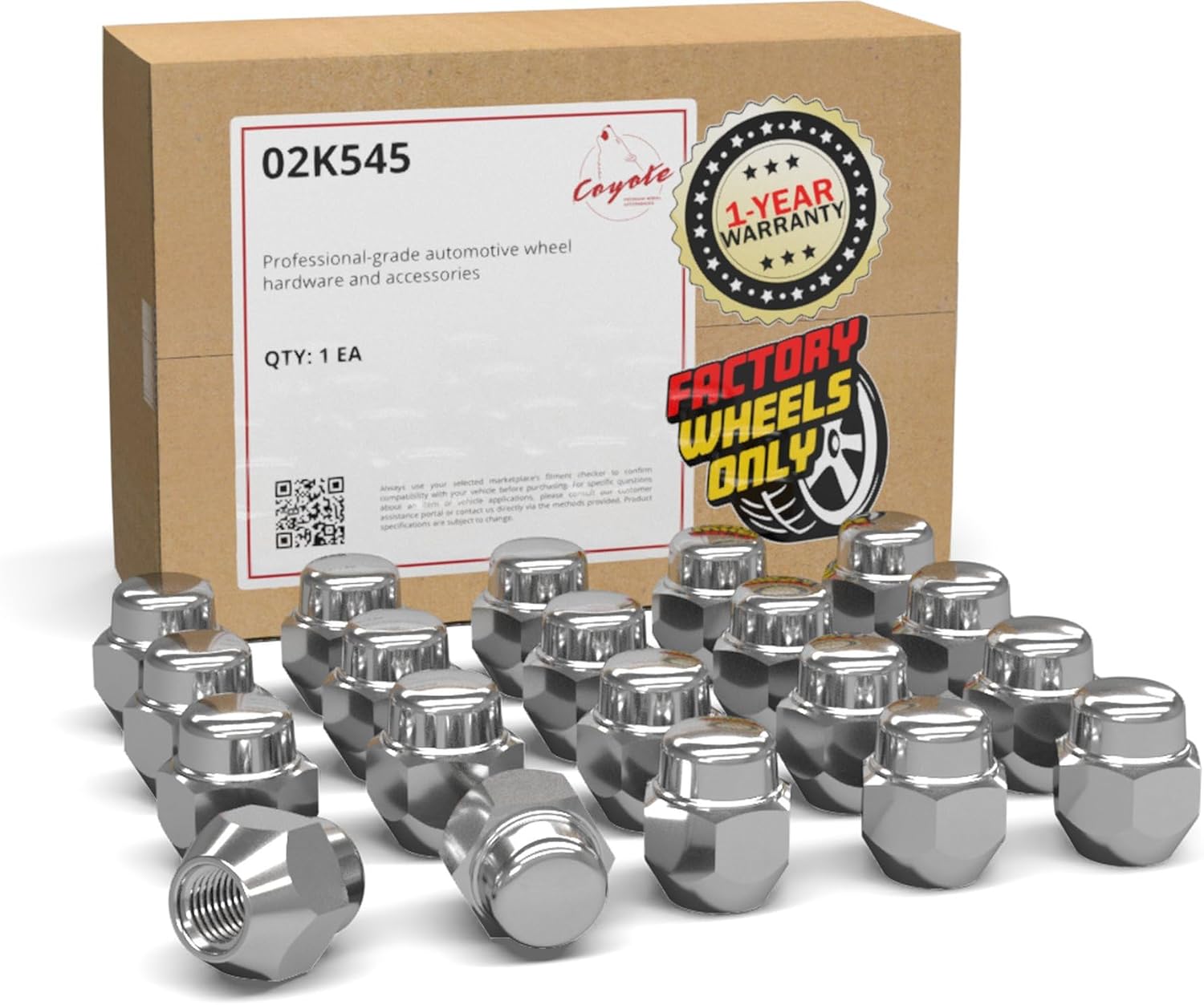 Wheel Accessories Parts 20 Pcs M12x1.5 12x1.5 Thread OEM Style Lug Nuts 1.2" Long Chrome 13/16" 21mm Hex Fits Hyundai Elantra ｜ KIA Forte Stinger ｜ Mazada CX5 3 Outlander MB579233 ｜ 611-141