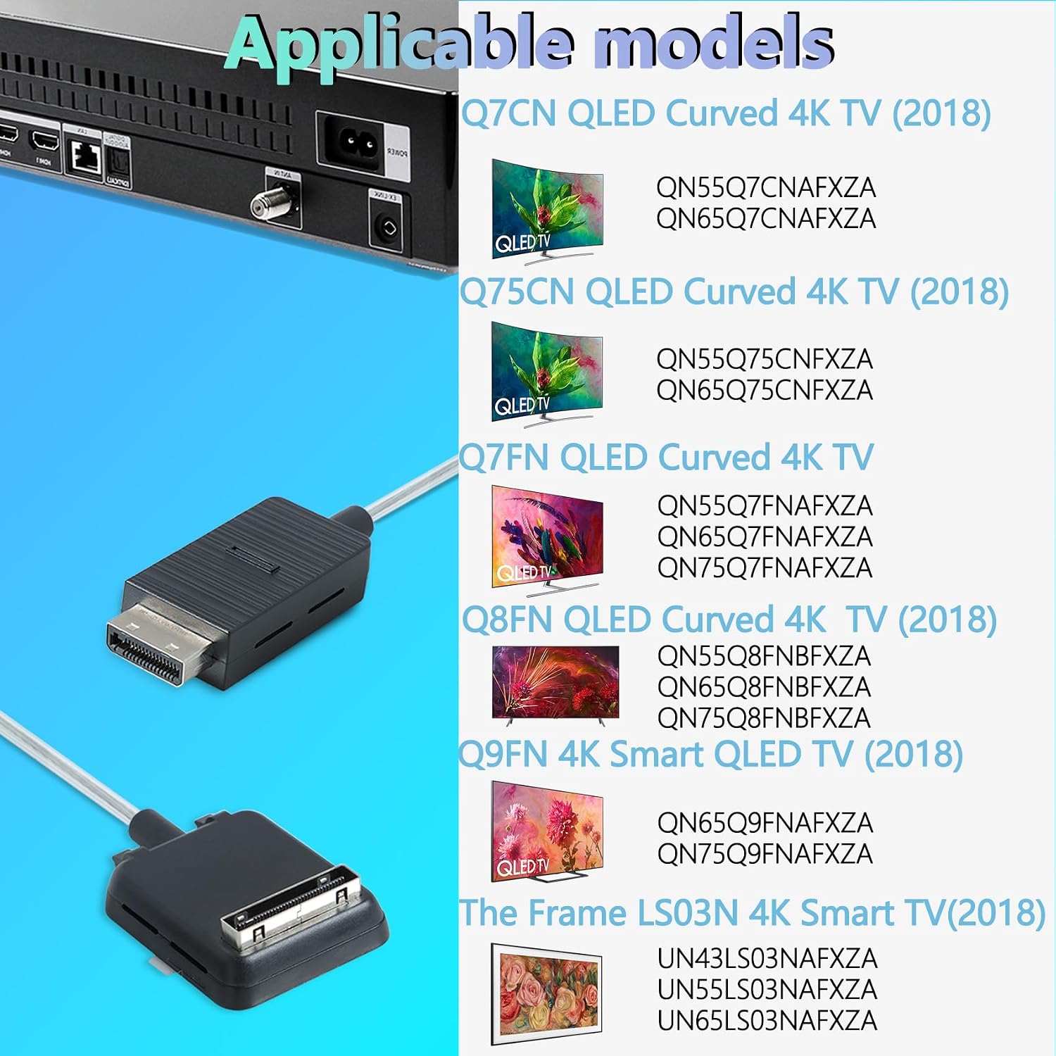 BN39-02395A One Connect Cable Compatible with Samsung 2018 QN65Q7CNA QN55Q75CNF QN65Q7FNAF QN55Q8FNBF QN65Q9FNAF UN55LS03NAF 4K Smart QLED TV, 5 m/16.4 ft