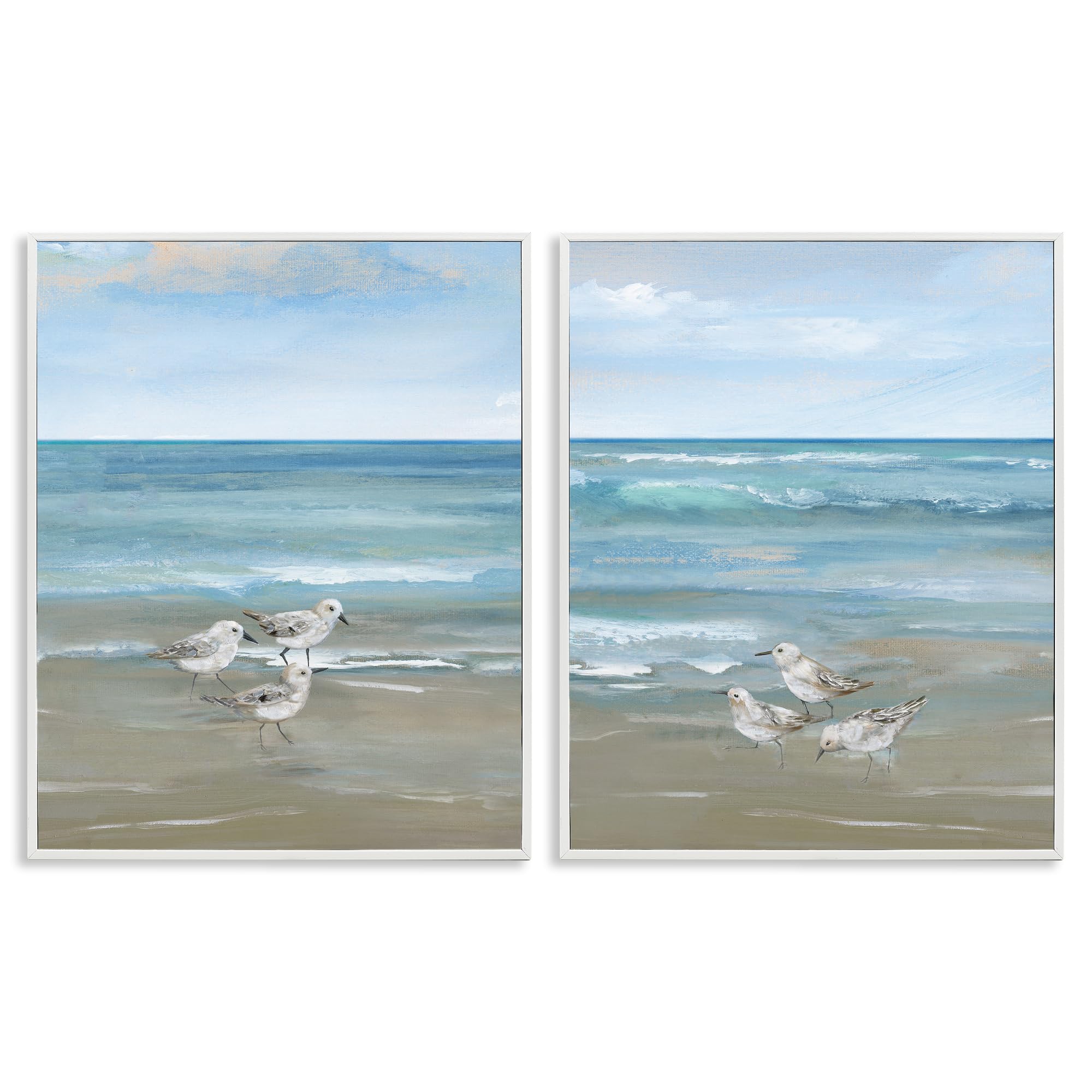 'Seaside Sanderlings at Dawn'| 2pc Framed Giclee Art Set 2