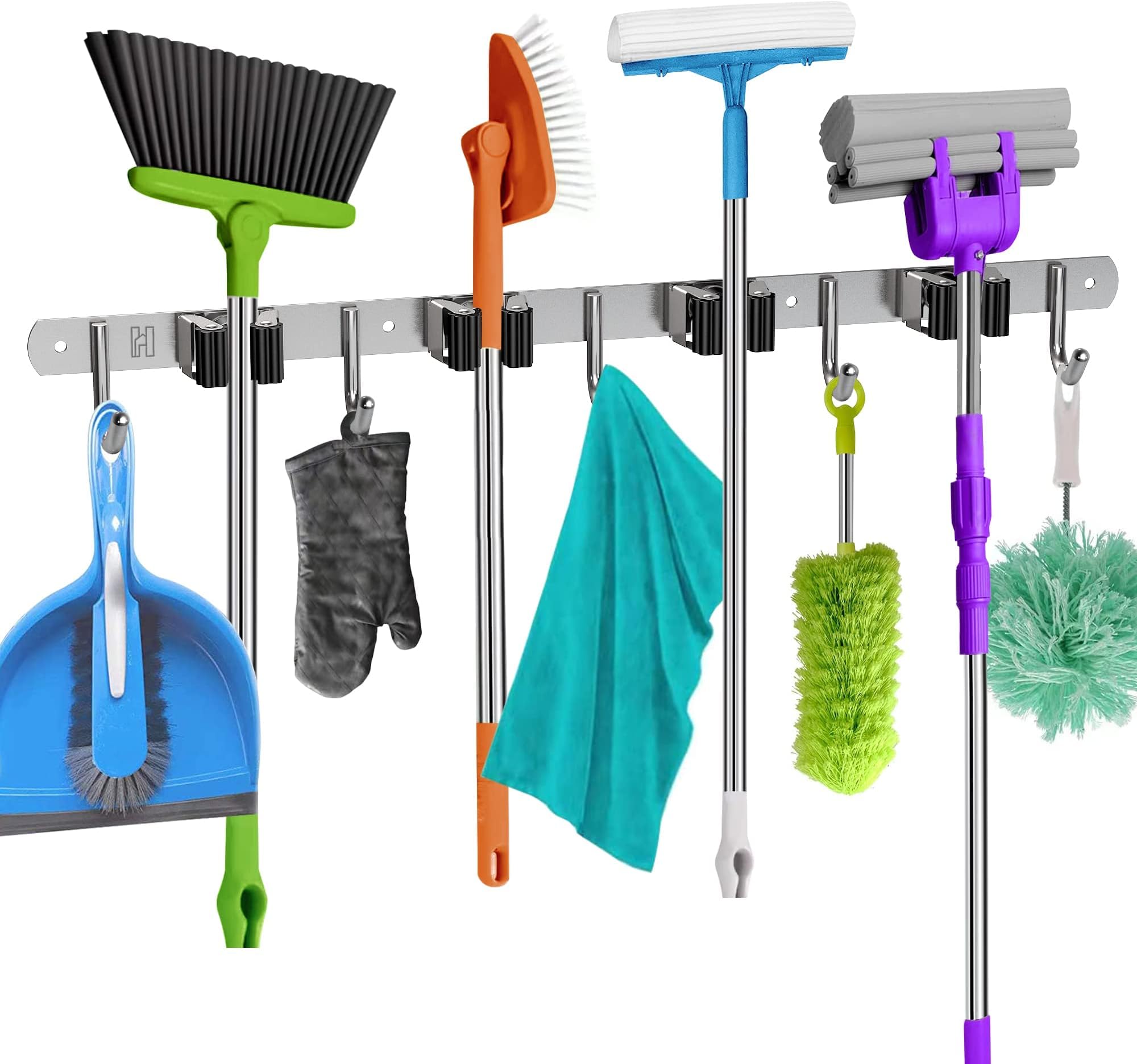 romise Mop Broom Holder Wall Mount, Laundry Broom Holder