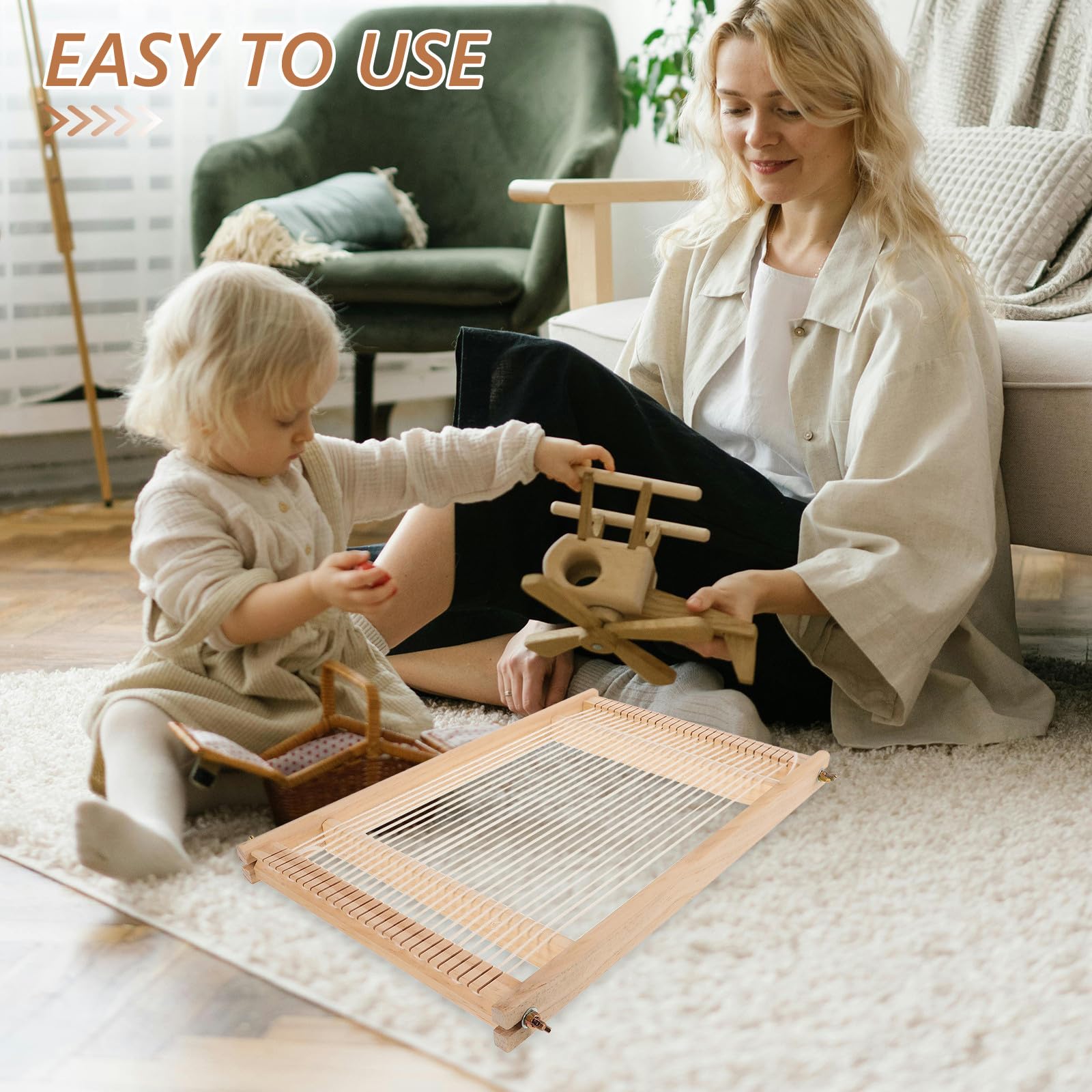 Zerodeko Telaio per Tessitura in Legno Semplice da Usare per DIY Handloom, per Back To School Party, Tessitura Arazzo e Artigianato Creativo per Ragazzo Ragazza e Giovani Colore Casuale