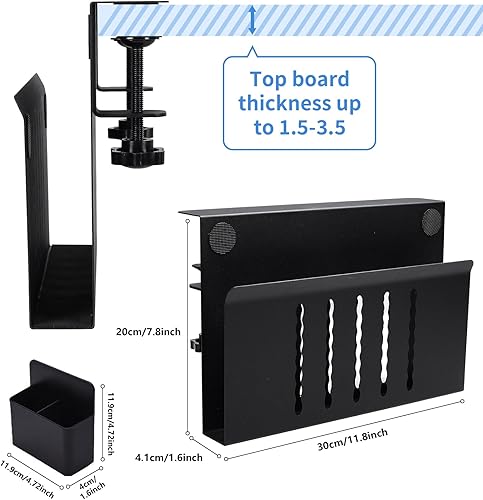 Miniatura 2 de ISTATSO Almacenamiento lateral de escritorio, almacenamiento debajo del escritorio con soporte magnético para bolígrafos, almacenamiento de