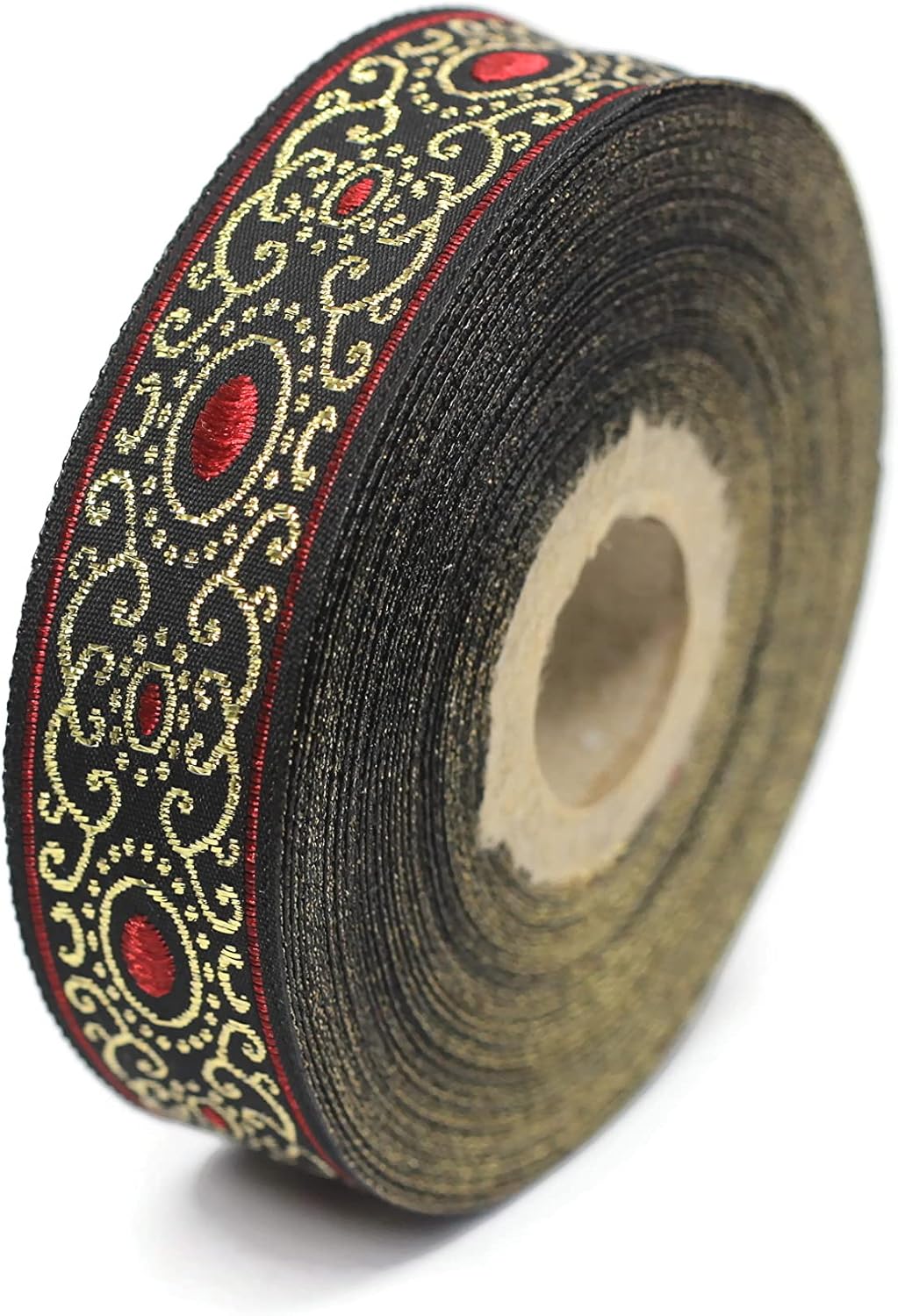 11 Yard Spool 0.86 inches Wide Red/Black Authentic Jacquard Ribbon Woven Ribbon Authentic Ribbon Sewing Scroll Jacquard Trim 22805
