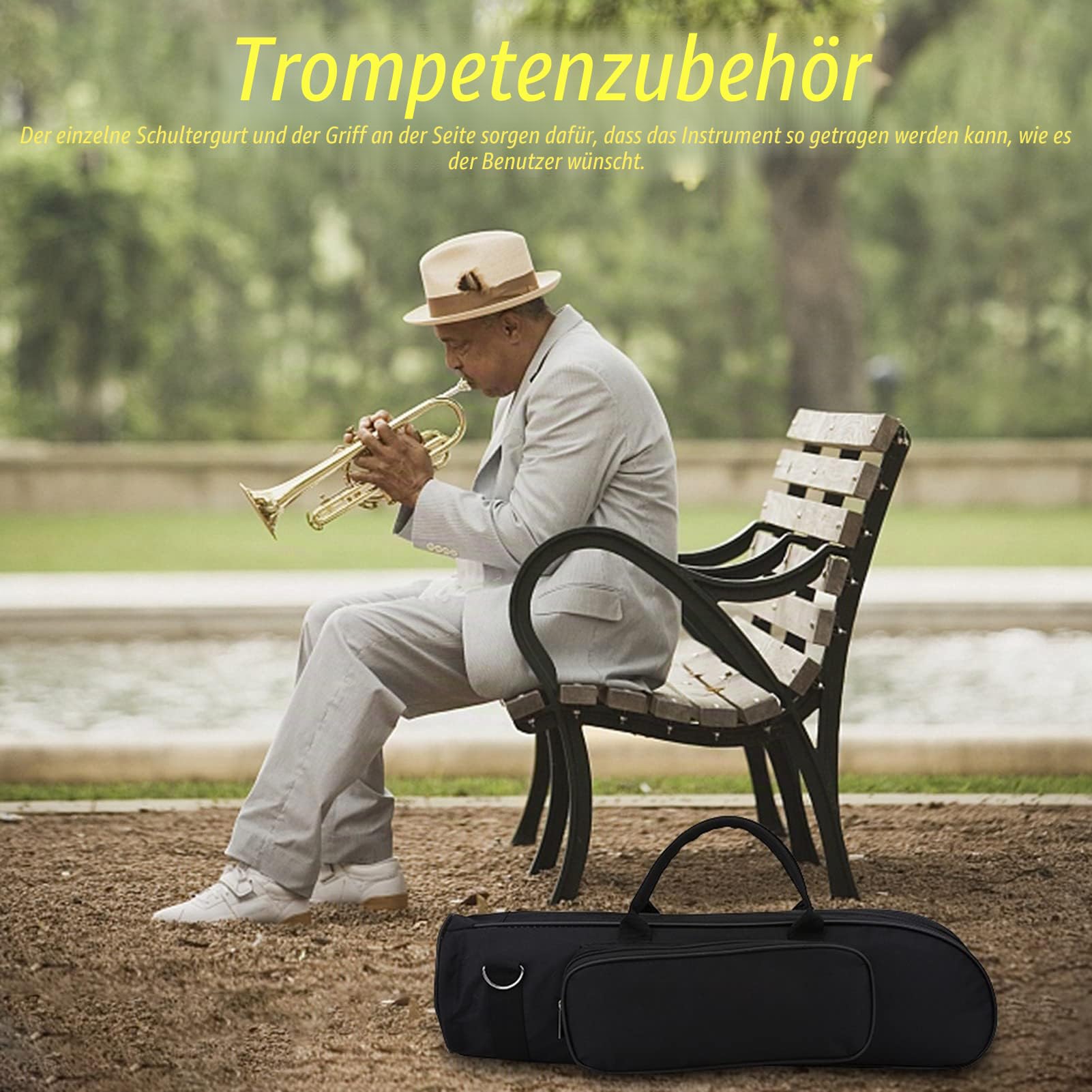 Generic Trompetentasche - Hochwertiges Oxford-Gewebe, Schützende Polsterung, Mehrere Fächer, Tragbar, Perfektes Zubehör (BLACK)