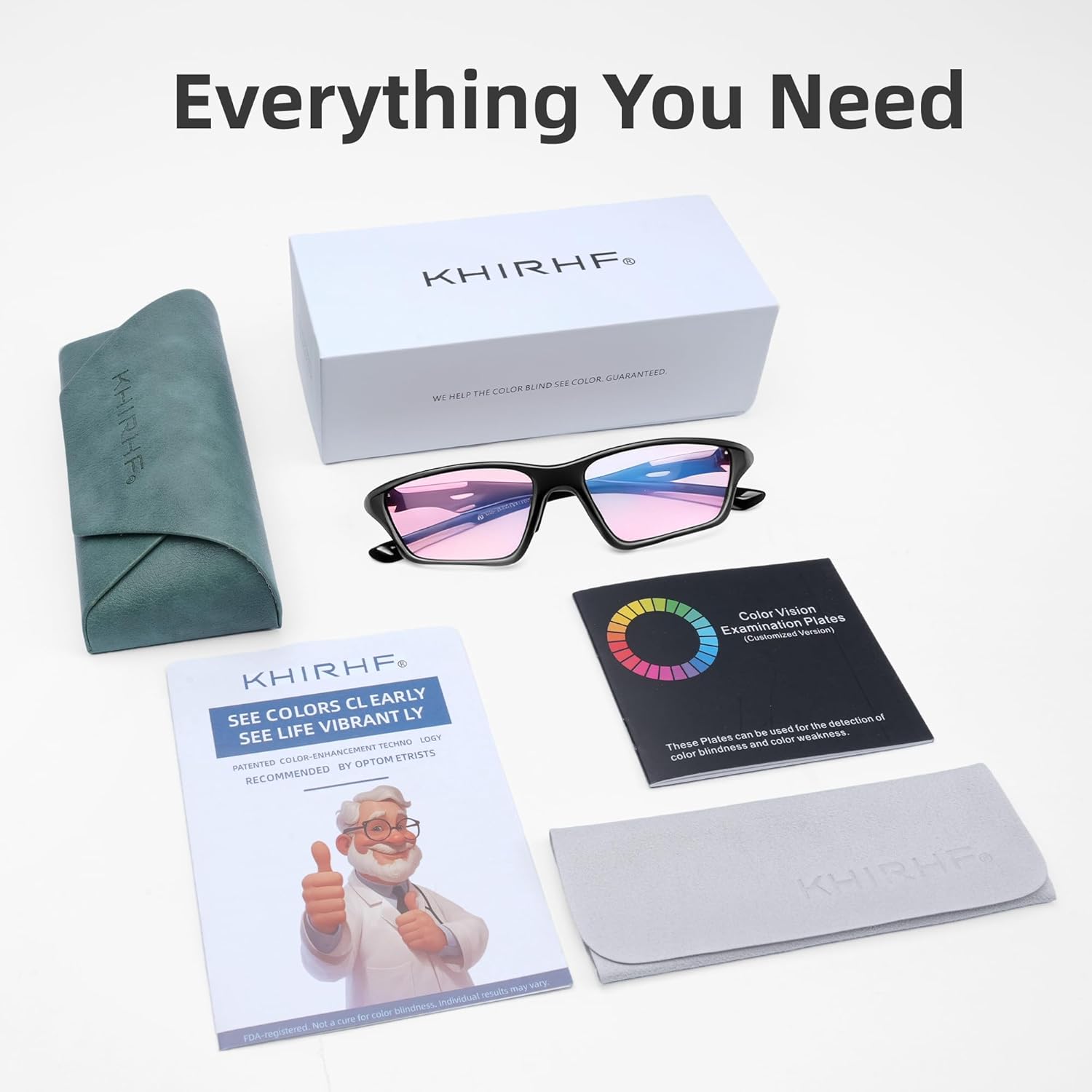 Color Blind Glasses for Men, Ultra-Clear High-Definition Lenses, Red-Green ​Colorblind Correction Glasses​, Color Correcting & Enhancing Eyeglass for Outdoor Use