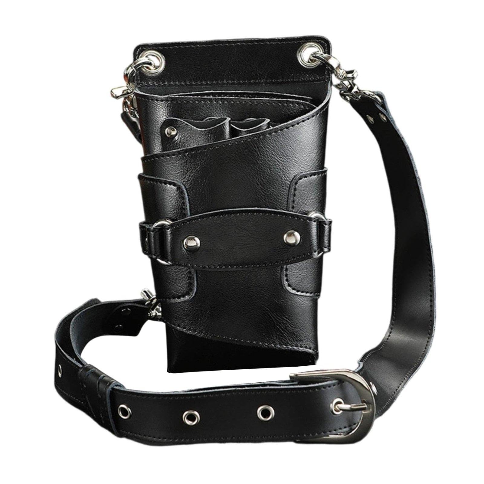 Custodia Porta Attrezzi Parrucchiere Borsa Multi Tasche Spalla Regolabile PU Morbida Porta Forbici Pettini Spazzole Clip Adatta per Saloni, Nero