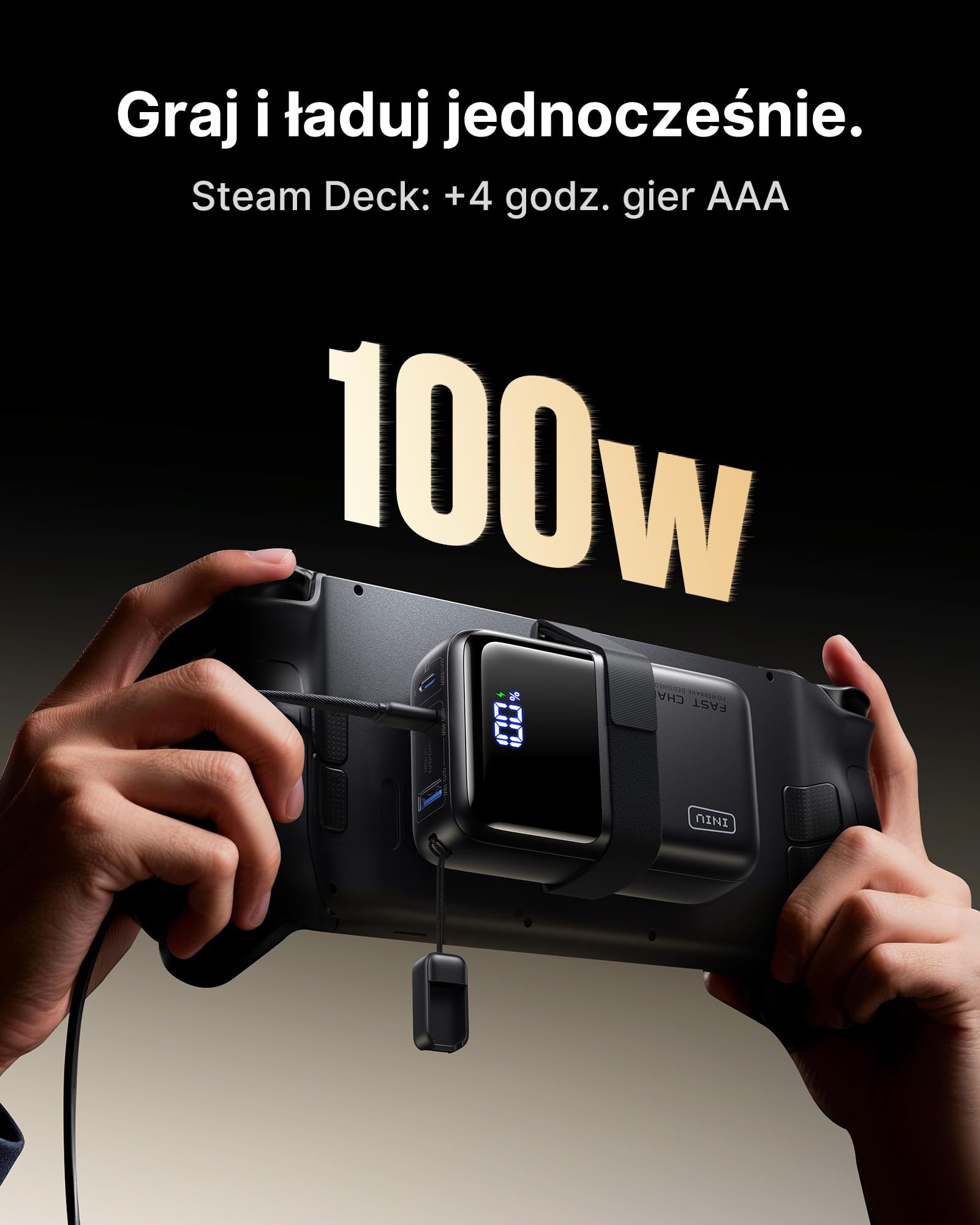 INIU 100W Power Bank, Najmniejsza 25000mAh Przenośna Ładowarka do Laptopa, Pro USB-C Szybkie Ładowanie dla MacBook Pro, Steam Deck, iPad, iPhone 17/16, Samsung S26