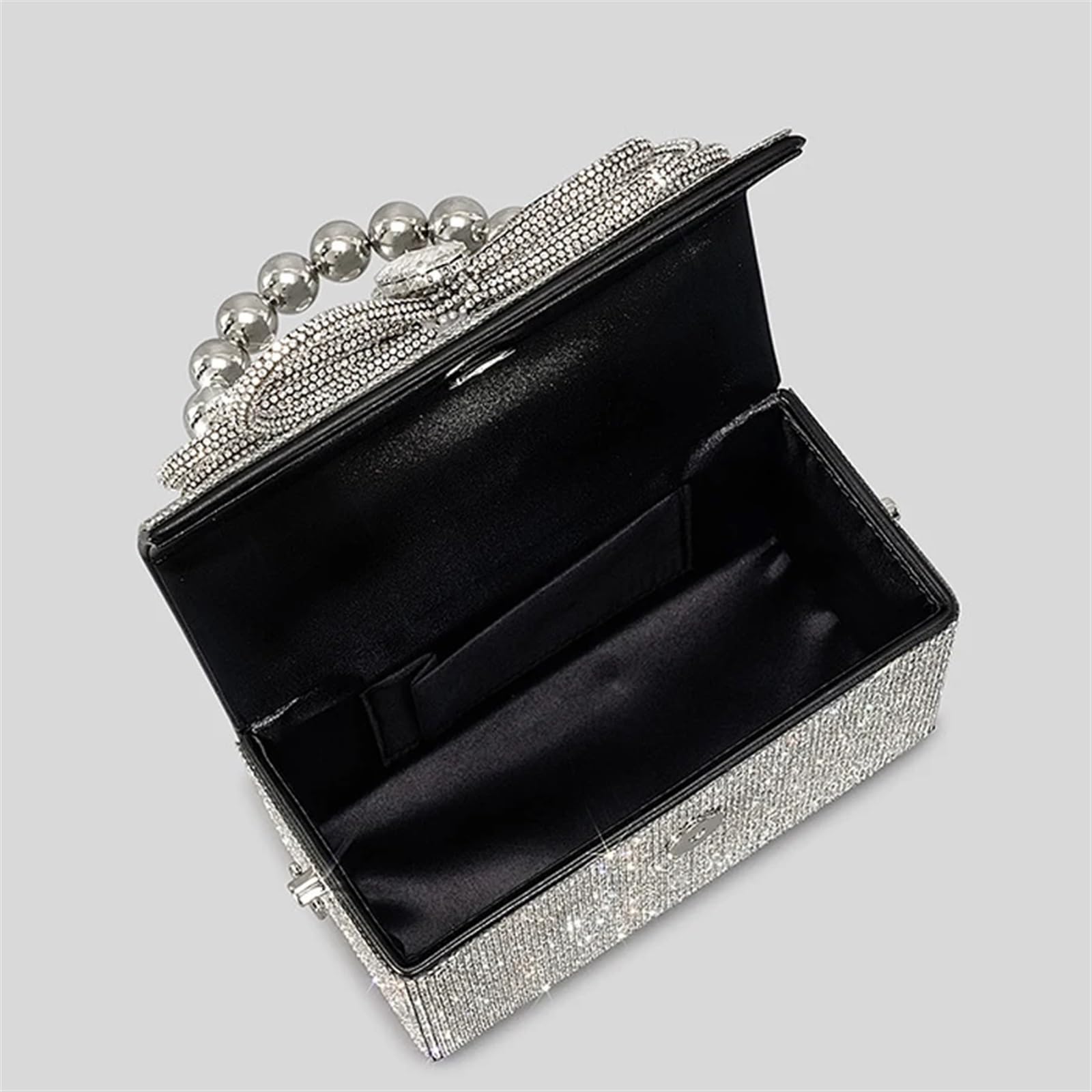 Bolsos Pedrería Mujer Bolso de noche con lazo diamantes a la moda, bolsos mujer cuentas imitación, bolso hombro tipo bandolera brillante, pequeños solapa