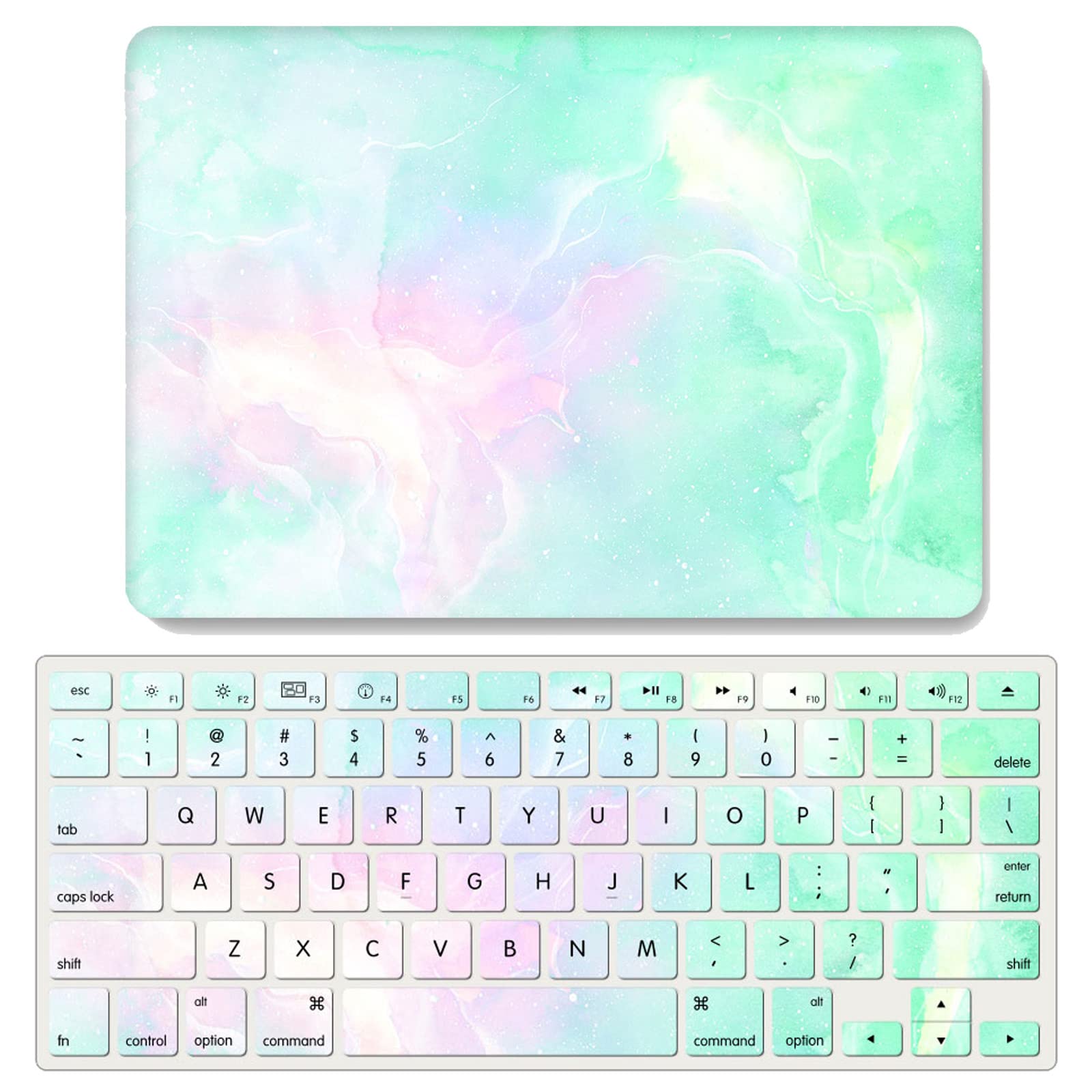 Funda MacBook Pro 13 JZ Rainbow Aurora rígida antiarañazos con cubierta de teclado silicona 6