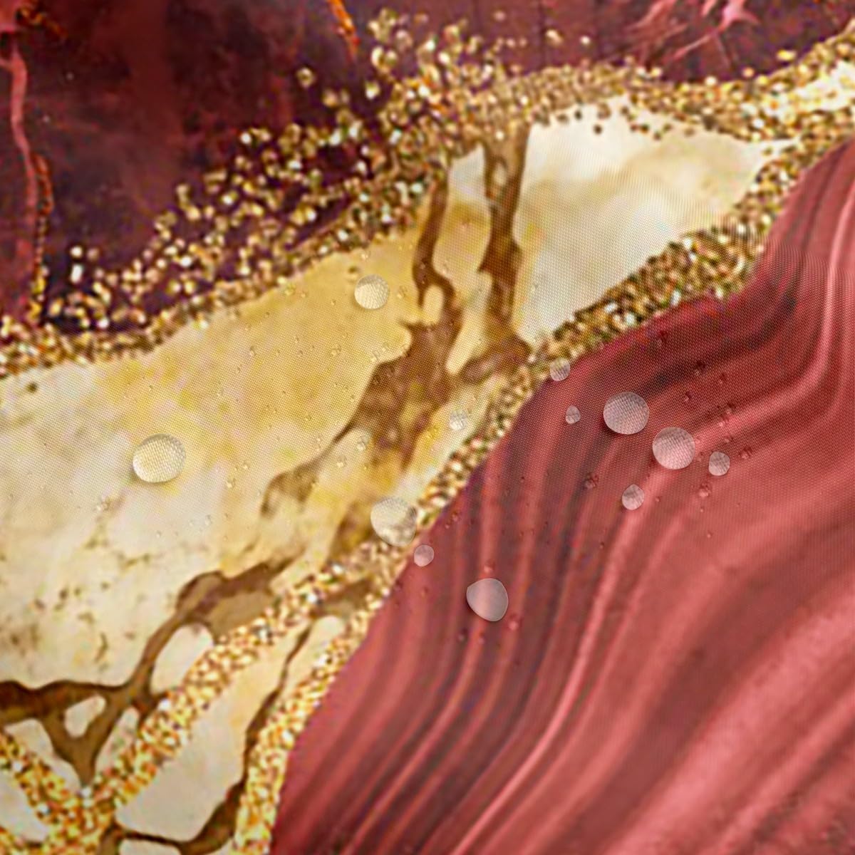 Erosebridal Brown Marble Shower Curtain 72" Wx84 L, Gold Crack Bathroom Shower Curtain Sets, Abstract Metallic Texture Fabric Shower Curtain, Luxury Shinny Boho Hippie Fluid Bath Curtain