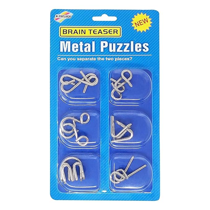 PLUSPOINT 6Pc Brain Teasers Metal Wire Puzzle Toys Metal Puzzle Toys For Gifts, Party Favors