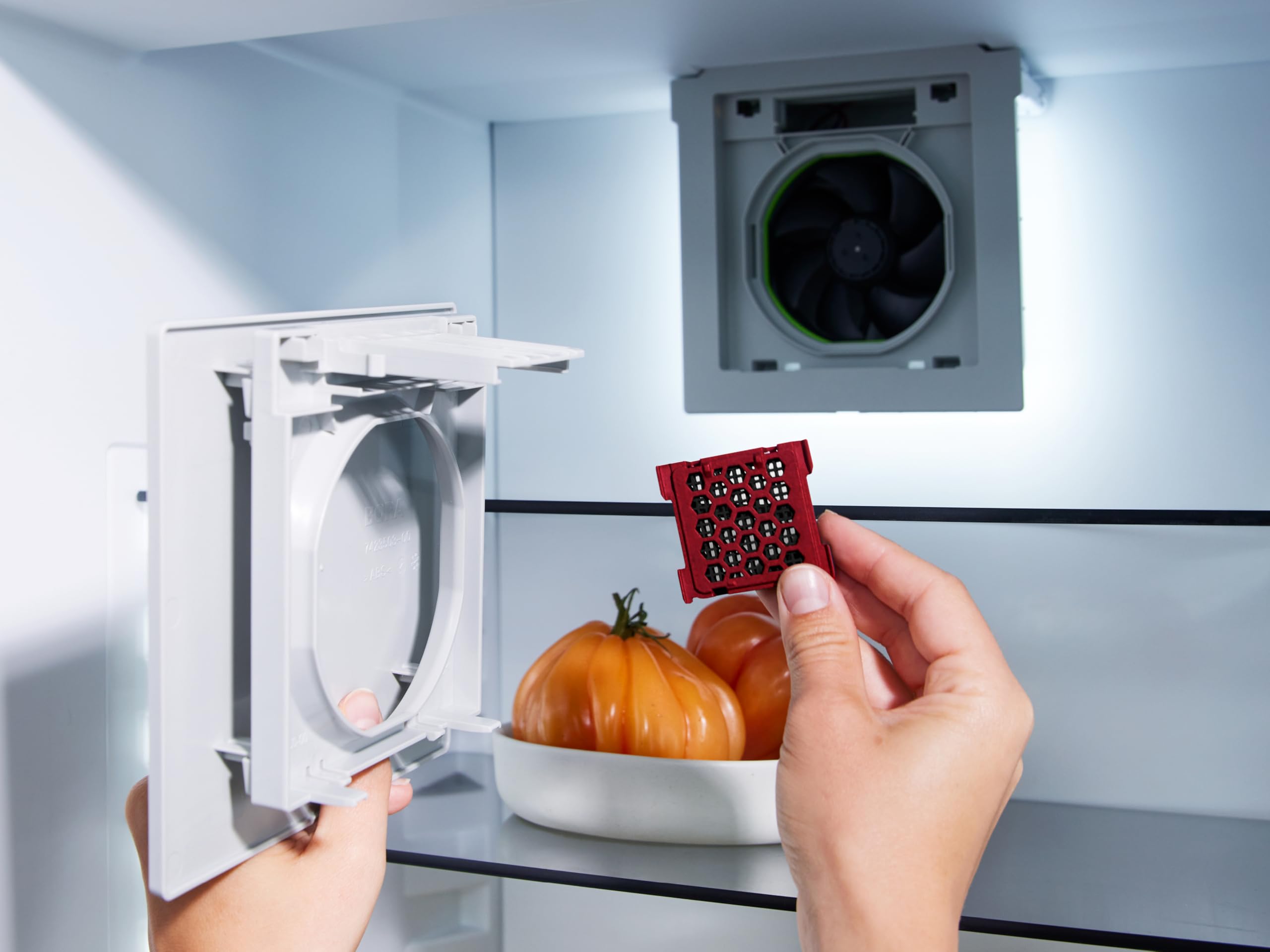 BORA KGF Geruchsfilter Kühlschrank Cool, Aktivkohlefilter, Luftfilter, Geruchsneutralisierer, Gegen Lebensmittelgerüche, Geruchskiller, Rot