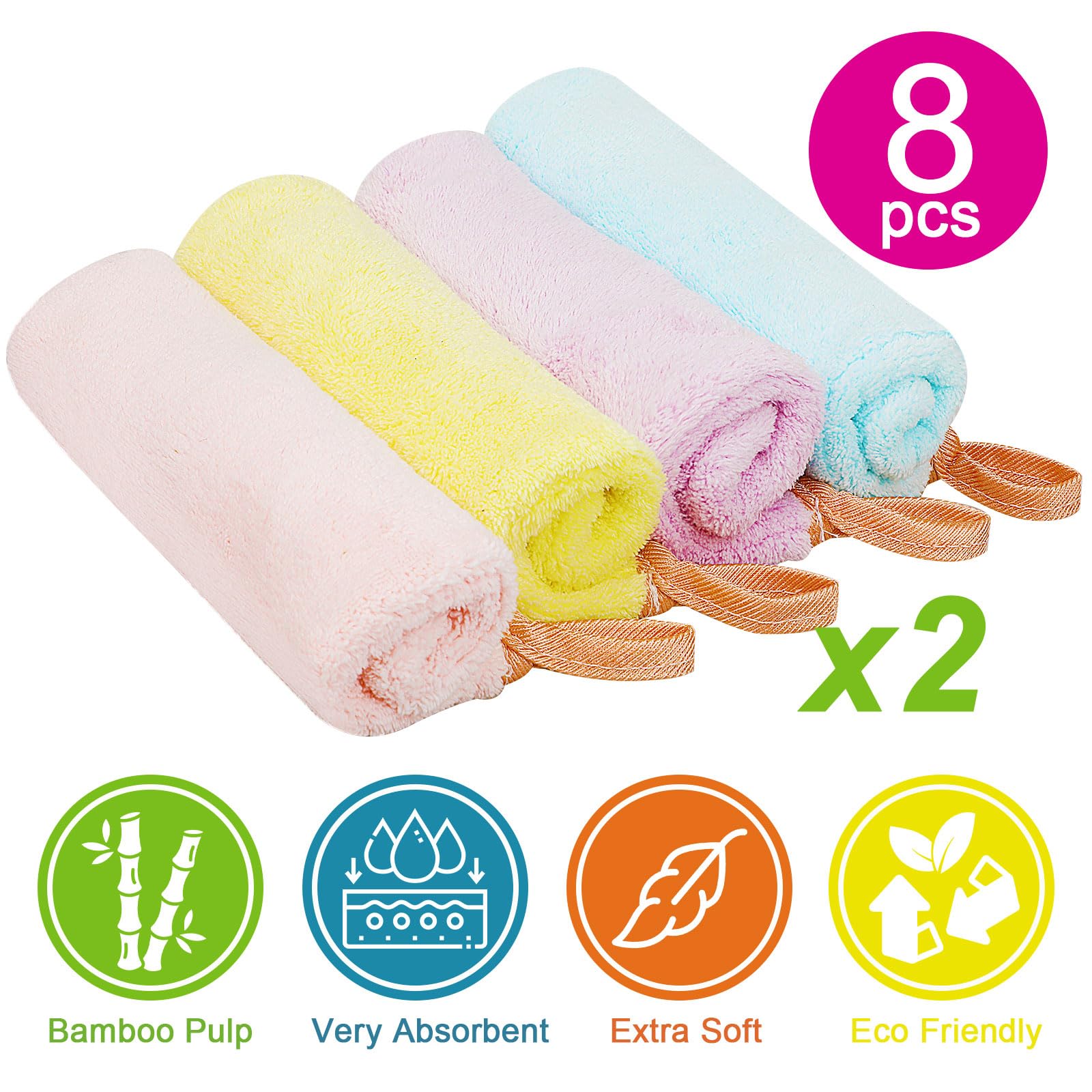 Manoplas Baño Toallas Baño Toalla Facial Toalla Cara Toalla Microfibra Toallas Lavabo Esponja Bebe Recien Nacido Toalla Desmaquillante Reutilizable Limpieza Facial 15x21cm Franela 8 Piezas