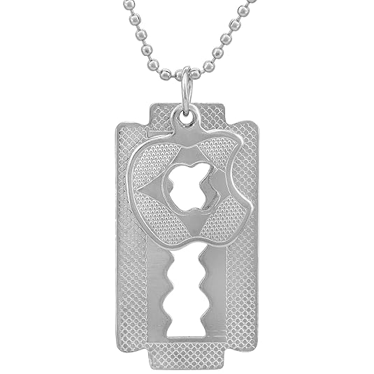 Statinless Steel Blade and Apple Logo Design, 26 inches Ball Chain, Stylish Fashion pendant Necklace Jewellery for Men and Boys