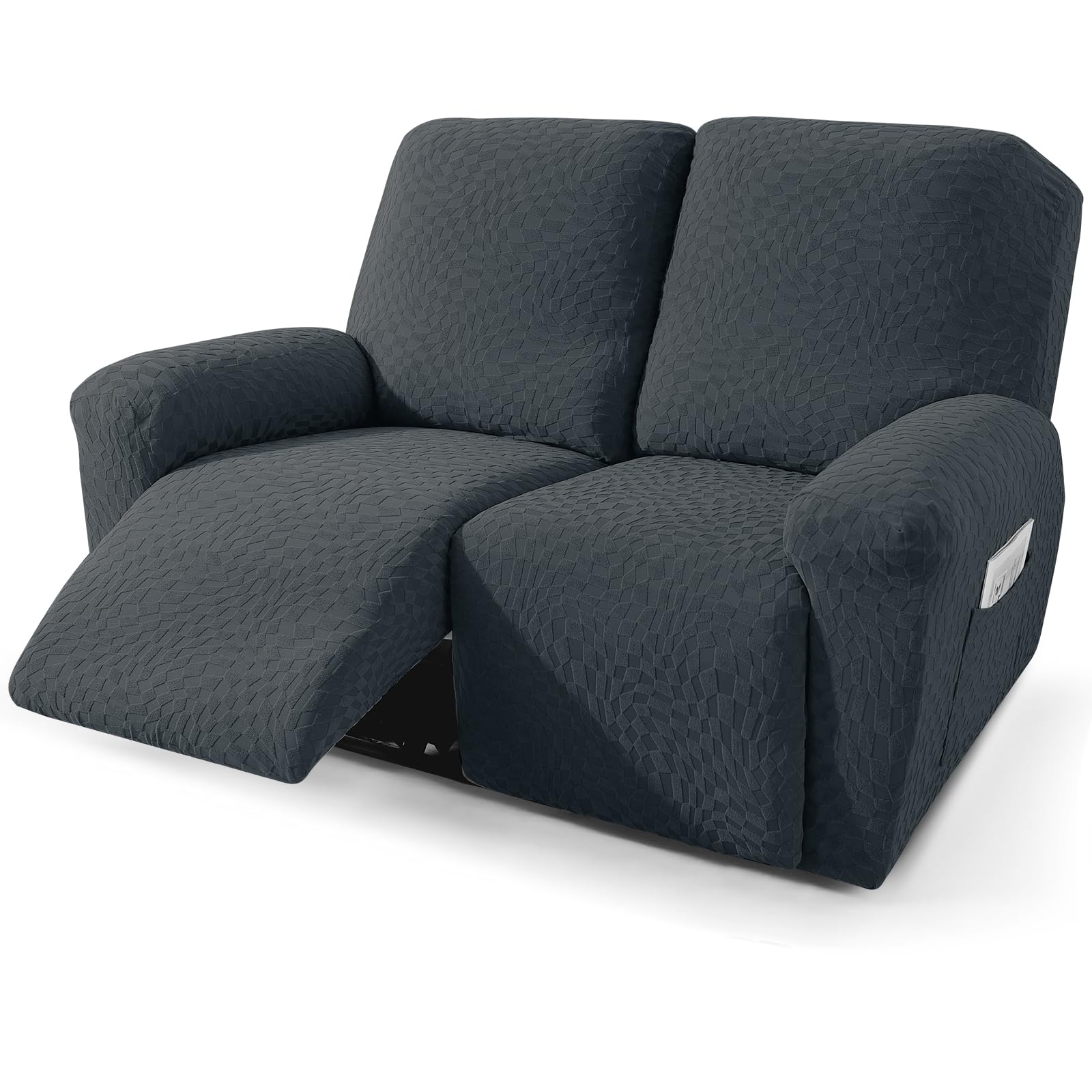 2026 Loveseat Recliner Cover 6-Piece (48"-66") Super Soft Recliner Loveseat Covers with Big Pocket &amp; Anti Slip Ties Stay in Place, Lazy Boy Reclining Love Seat Slipcover Durable Washable, Dark Grey