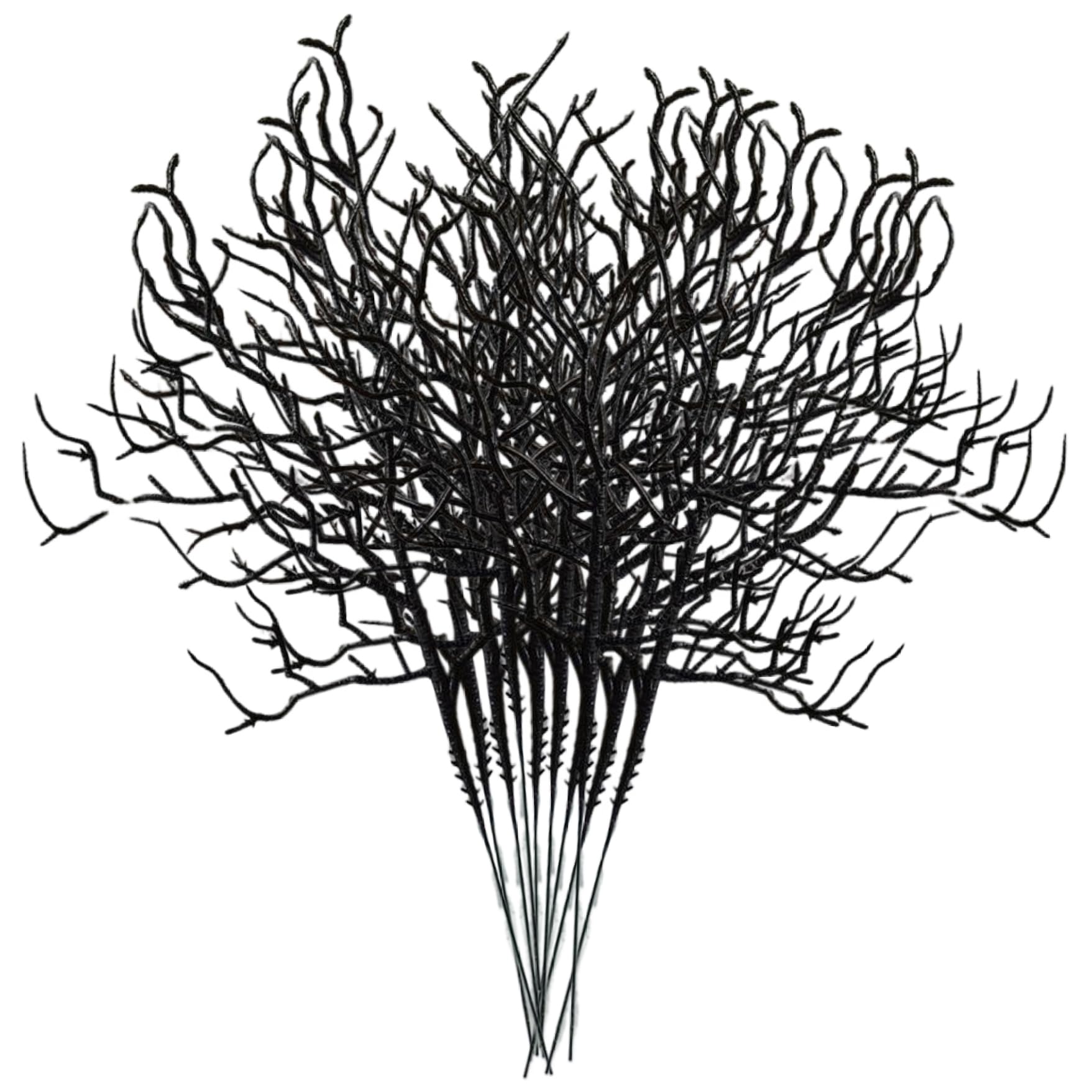 Monwssoe Halloween Decor, Branches 10Pcs 8x13in Realistic Dried Tree Branch Artificial Black Branches DIY Long Stem Decorative Tree for Home, Party, Halloween, Vase