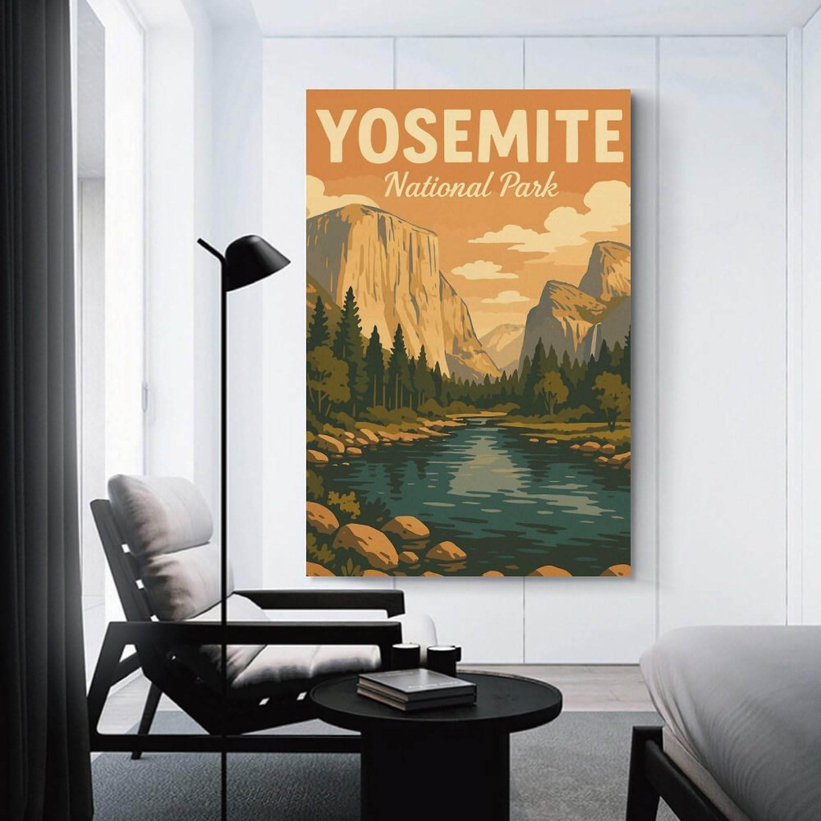 Junmoney Unframe-Style-19 Yosemite National Park Vintage Travel Poster Canvas Wall Decor, 08X12inch(20X30cm), For Wall Displays, Bedrooms Or Room Updates, Wall Decor Suited To Curated Displays
