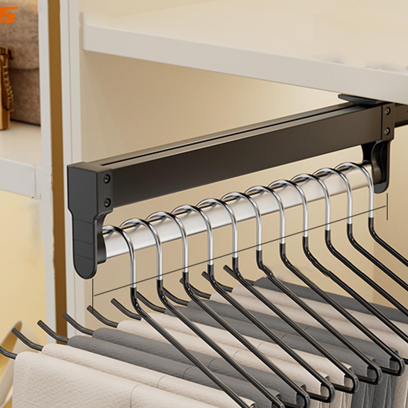 Porte-vêtements extractible noire en alliage d'aluminium design haut de gamme
