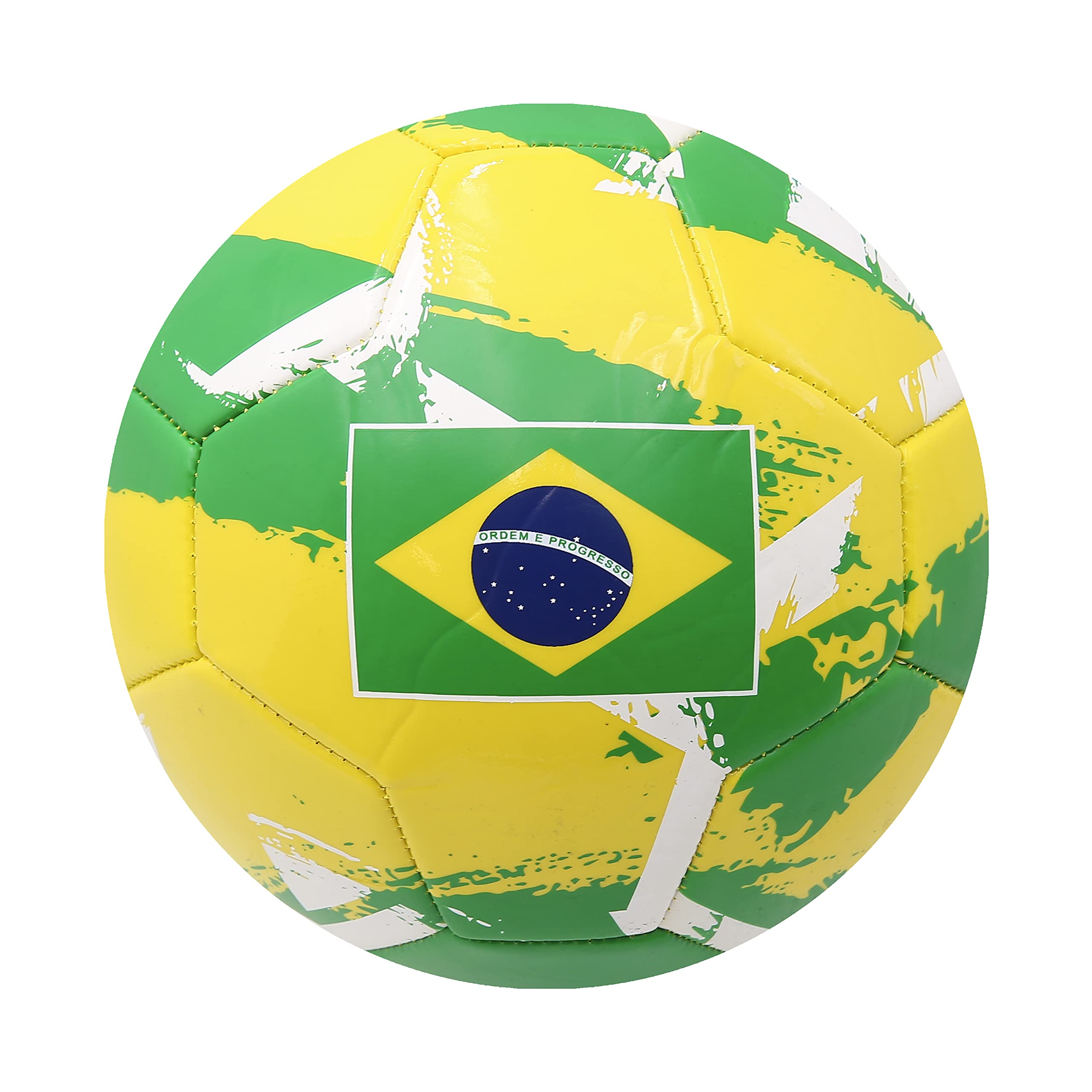 Icon Sports World Cup Country Soccer Balls Training Outdoor Futbol Size 5, Brazil Brush