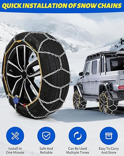 Miniatura 2 de Cadenas para nieve para autos, SUV y camionetas, cadenas para neumáticos de colocación automática en 1 minuto, instalación fácil, reutilizables y