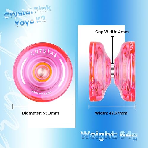 Miniatura 12 de MAGICYOYO K2 Crystal - Yoyo reactivo para niños, 2 yoyos profesionales, de doble función, para trucos con rodamiento no reactivo + 12 cuerdas +
