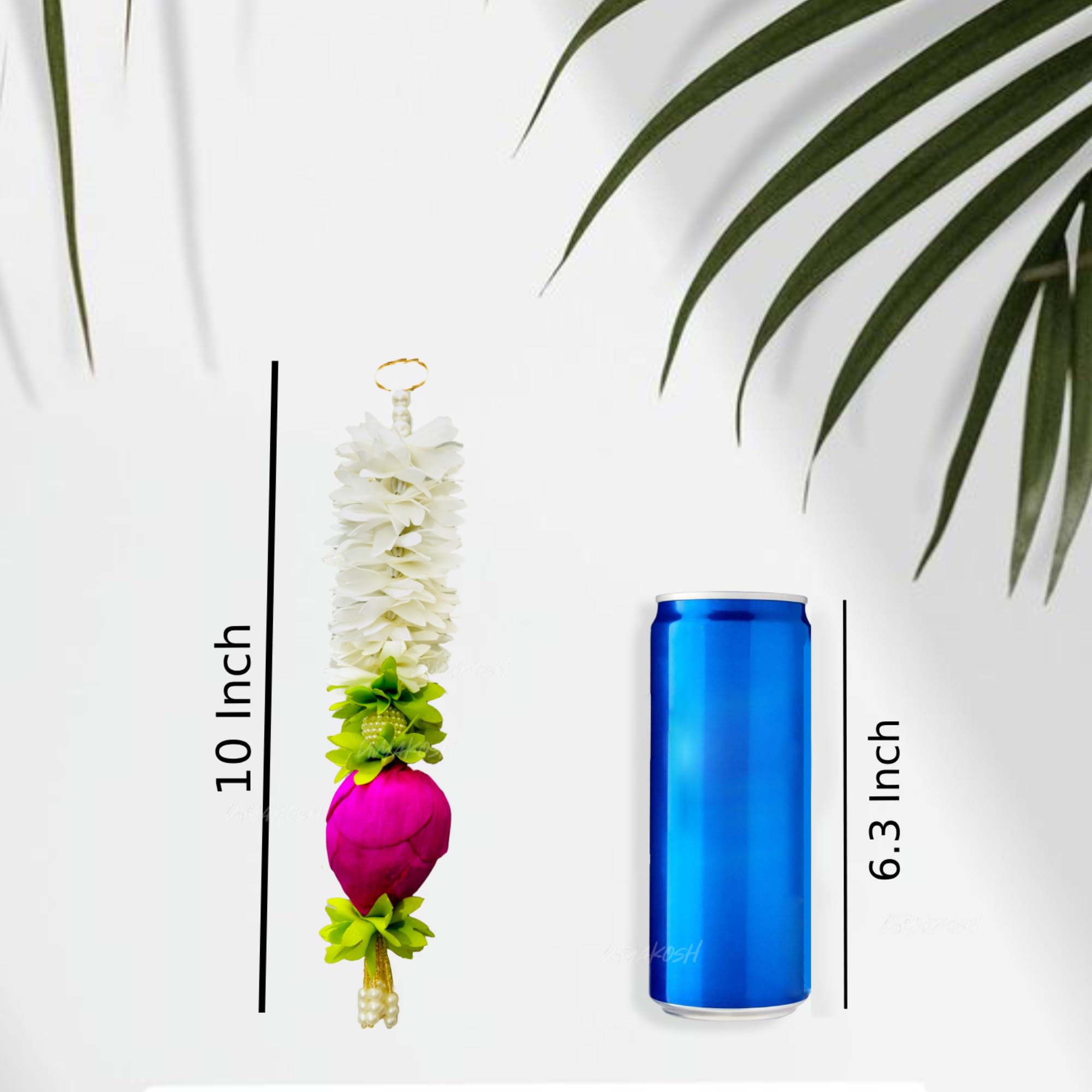 Divyakosh Lotus Hanging Gajra Set of 8 | Small 10 Inch Off-White Fabric Floral Wall Hangings | Temple & Pooja Room Decoration Items | Backdrop Decor for Festivals & Diwali 1