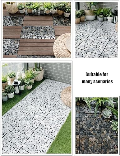Miniatura 3 de ZONOBI Azulejos de piedra real natural entrelazados para interiores y exteriores, azulejos de guijarro de 12 x 12 pulgadas para patio trasero (color