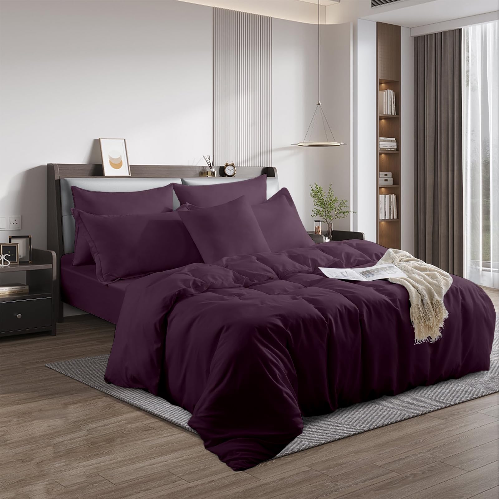 Rohi® Single Duvet Cover Set – Quilt Cover with 2 Pillow Cases (Plum)