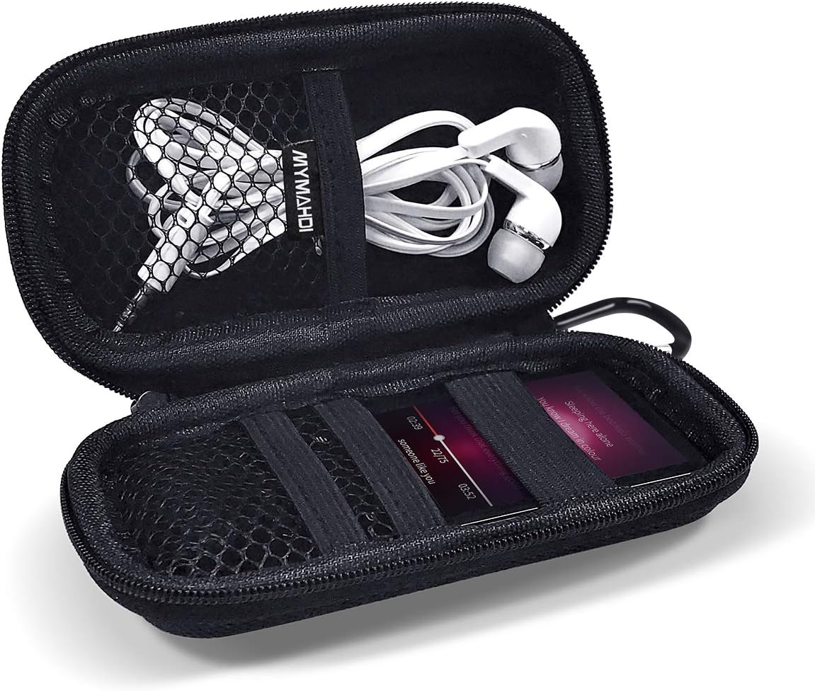 MYMAHDI MP3 Player Case with Metal Carabiner Clip, Durable Hard Shell Travel Carrying Case for MP3 MP4 Players,iPod Nano,iPod Shuffle,Apple Airportm, USB Cable,Earphones,Memory Cards,U Disk : Electronics