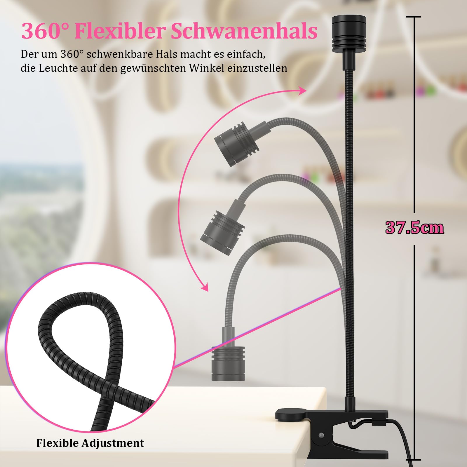 Lampe UV Professionnelle à Col de Cygne 5W, Séchage Gel/Semi-Permanent, Design Métal Réglable 360°, Alimentation USB pour Nail Art & Extensions