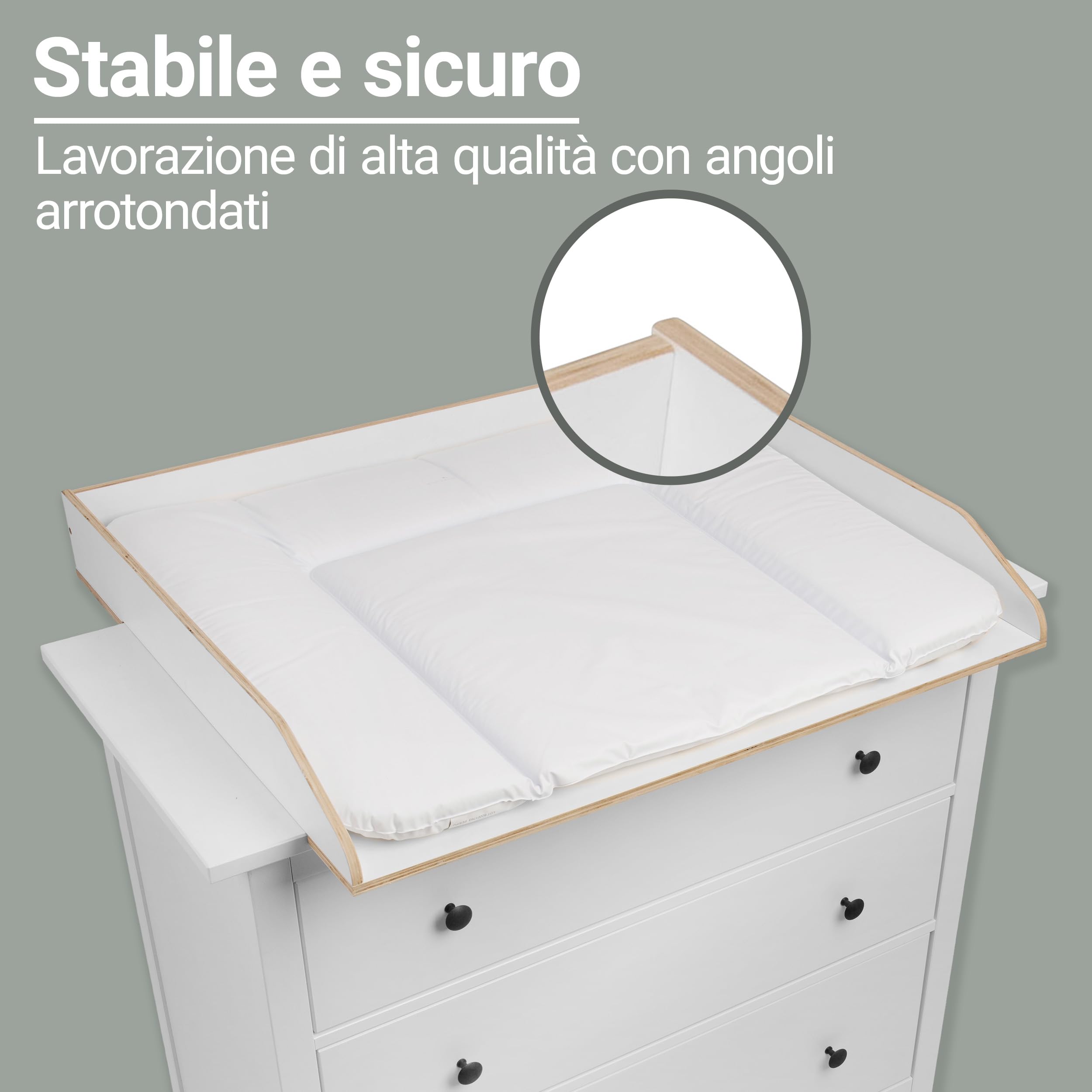 Jonka Piano Fasciatoio per Cassettiera IKEA Hemnes 108 160 cm Legno Naturale Bianco DIN EN 12221