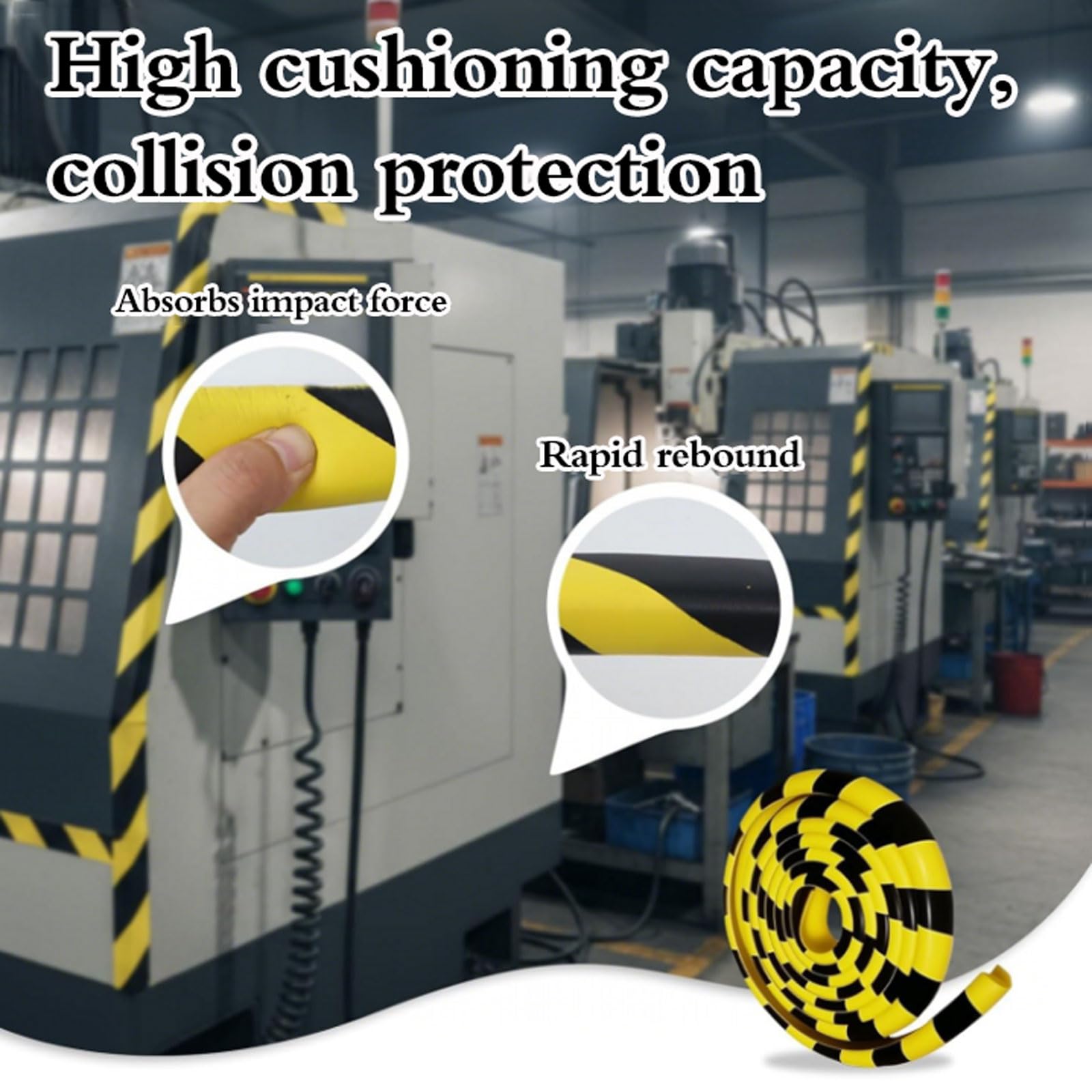 Protector Esquinas de Goma Amarillos y Negros,Protectores de Esquinas de Seguridad de 5 Metros con Rayas Amarillas y Negras,Autoadhesivos,para Uso Industrial y doméstico