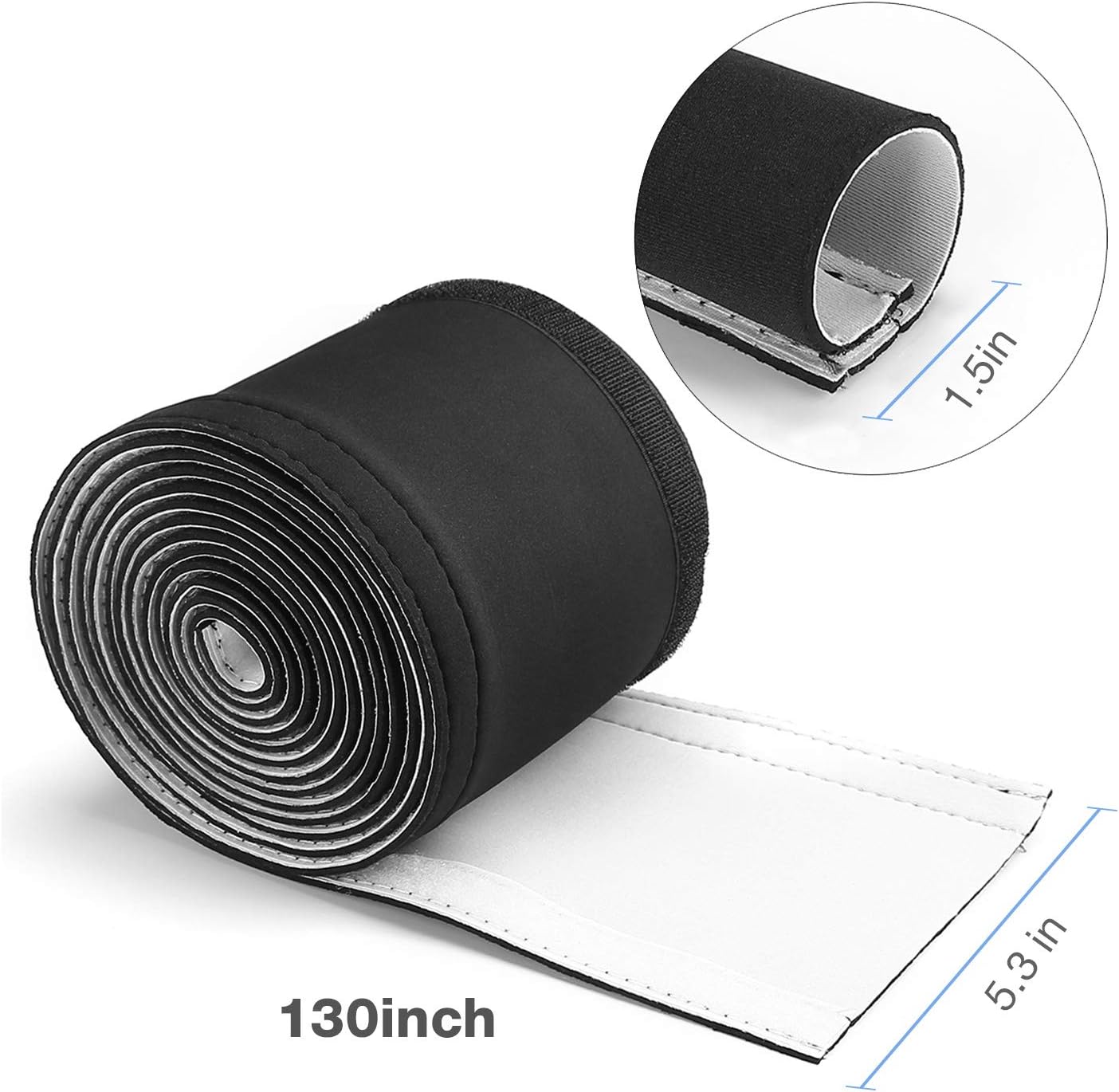 JOTO 2 Pack Cable Management Sleeve, 130" Cord Organizer System with Hook&Loop for TV Computer Office Home Entertainment, Flexible Cable Sleeve Wrap Cover Wire Hider System -Black, 2 Large